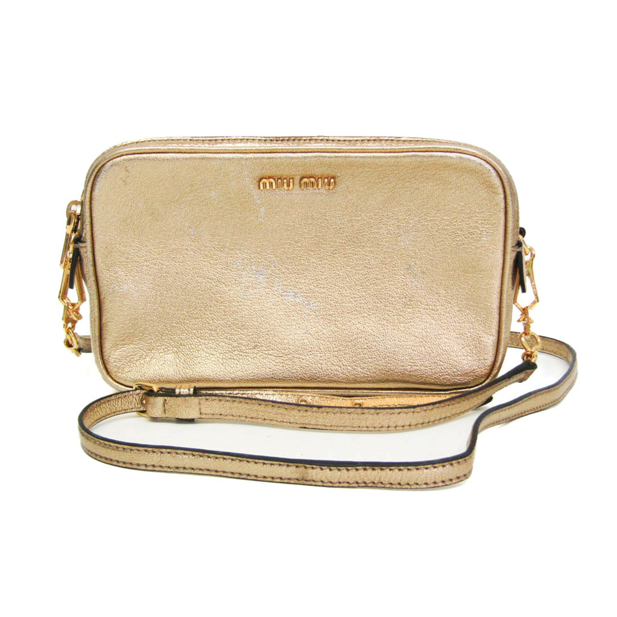 ミュウミュウ(Miu Miu) マドラス MADRAS RT0539 レディース レザー ショルダーバッグ ゴールド【中古】