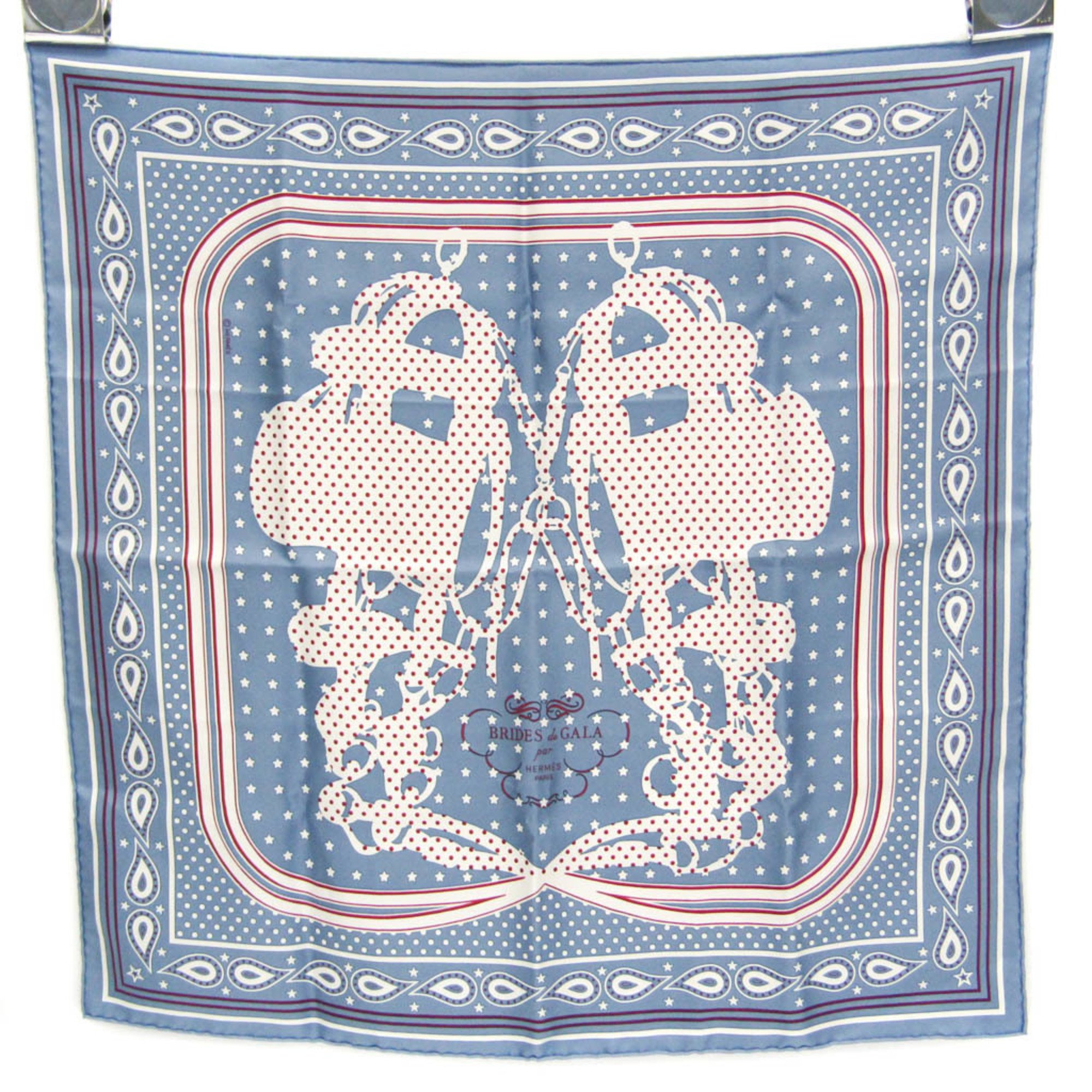 HERMES カレ 70 ブリッド・ガラ・バンダナ・ドット カレ 70 《ブリッド・ガラ・バンダナ・ドット》 - ブルー