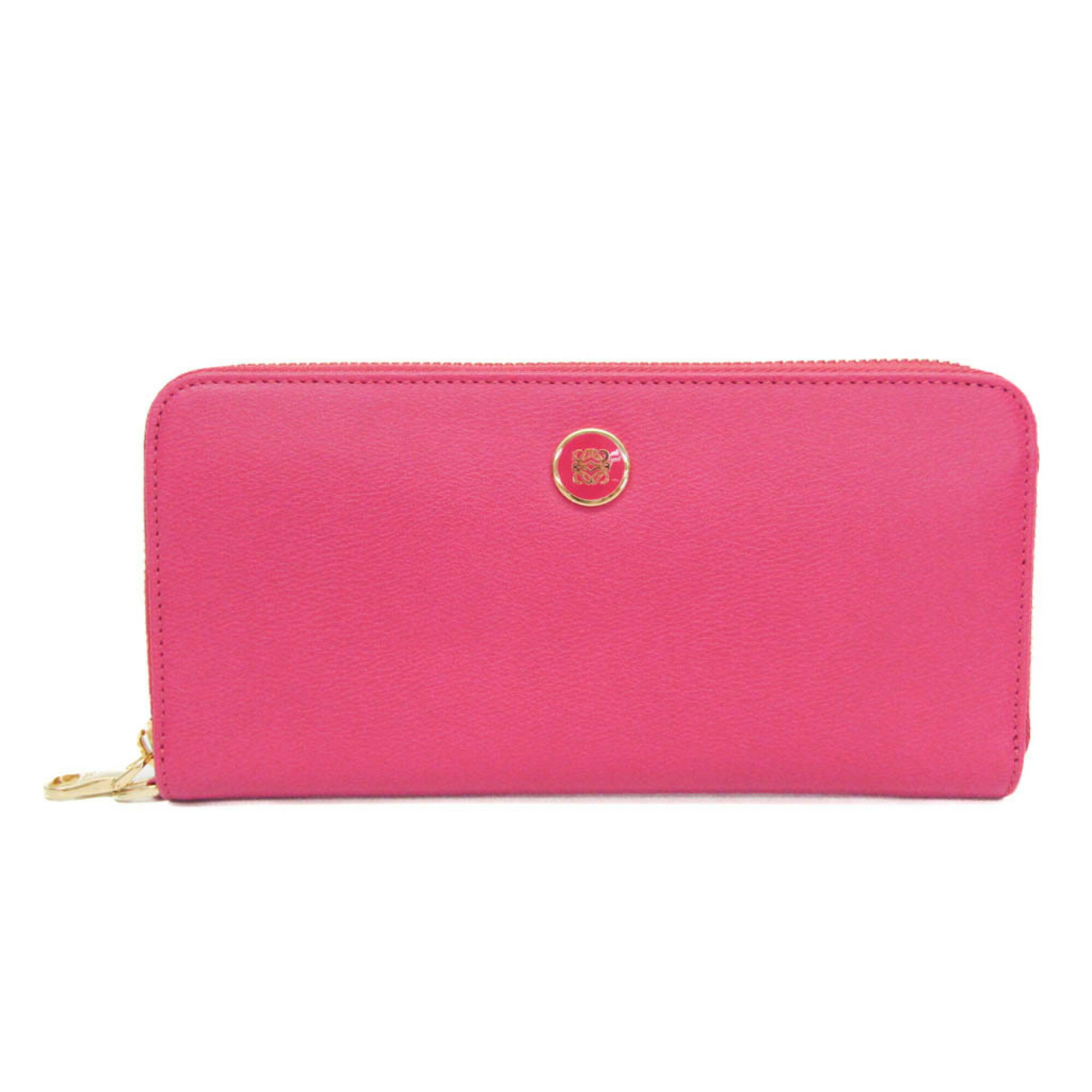 ロエベ(Loewe) アナグラム ボタン レディース レザー 長財布（二つ折り） ピンク【中古】｜eLady