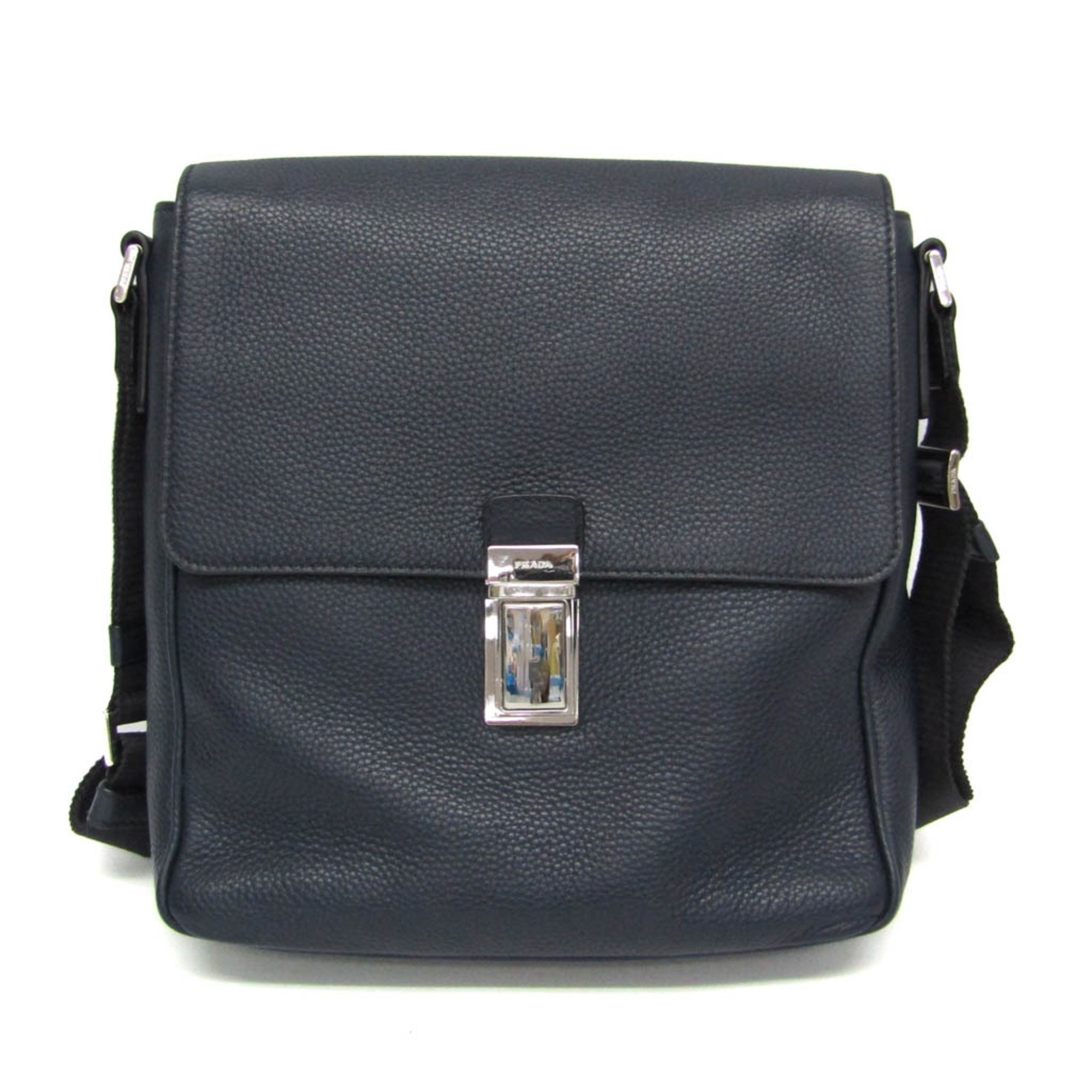 プラダ(Prada) ヴィッテロ VITELLO メンズ なめし革 伝達人御徒面子,ショルダーバッグ 米国海軍【中古】