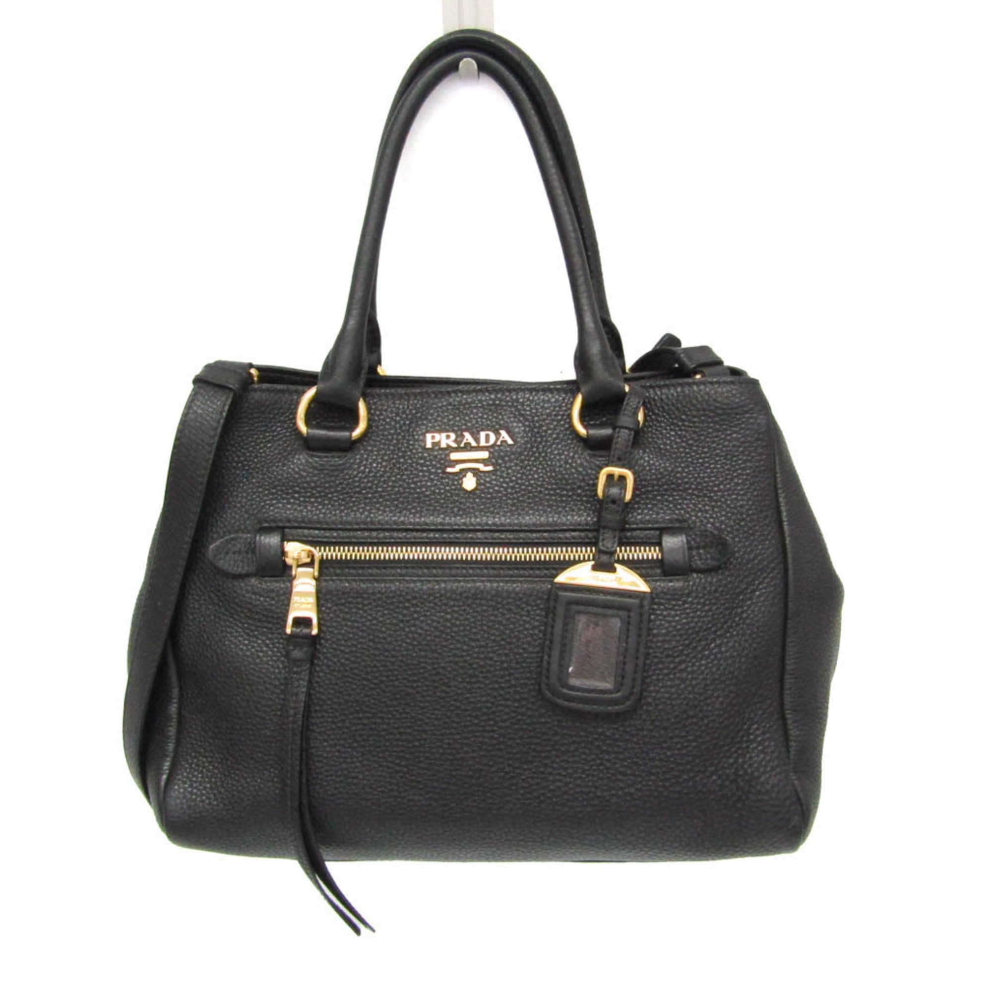 プラダ(Prada) VITELLO PHENIX 1BG044 レディース なめし革 ハンドバック,ショルダーバッグ 黒いこと【中古】