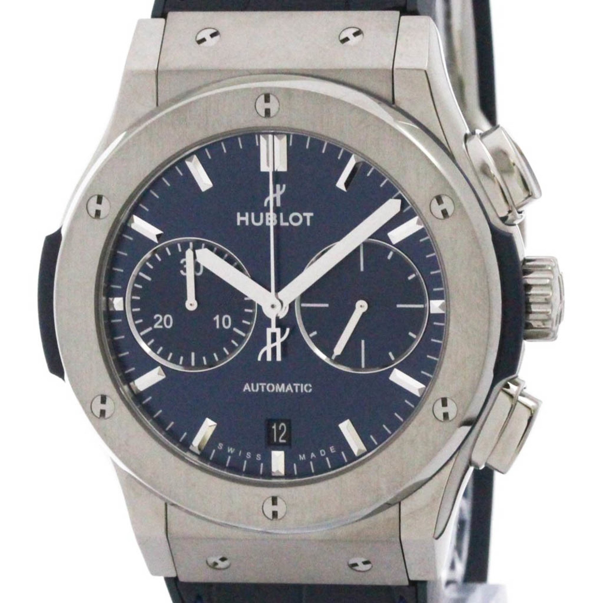 ウブロ (HUBLOT) クラシックフュージョン クロノグラフ チタニウム ブルー チタン ラバー 自動巻き メンズ 時計 521.NX.7170.LR (外装仕上げ済み)【中古】
