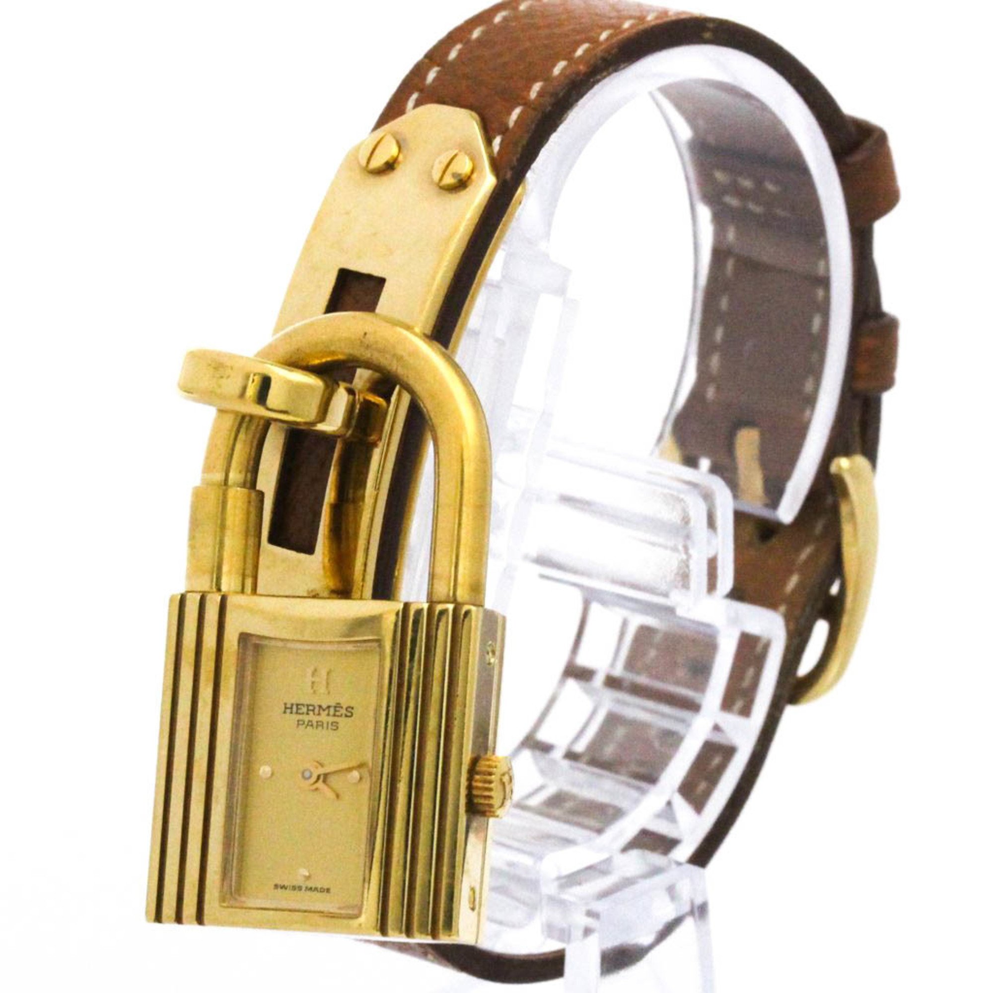 エルメス (HERMES) ケリーウォッチ ゴールドプレート レザー クォーツ レディース 時計 KE1.201【中古】