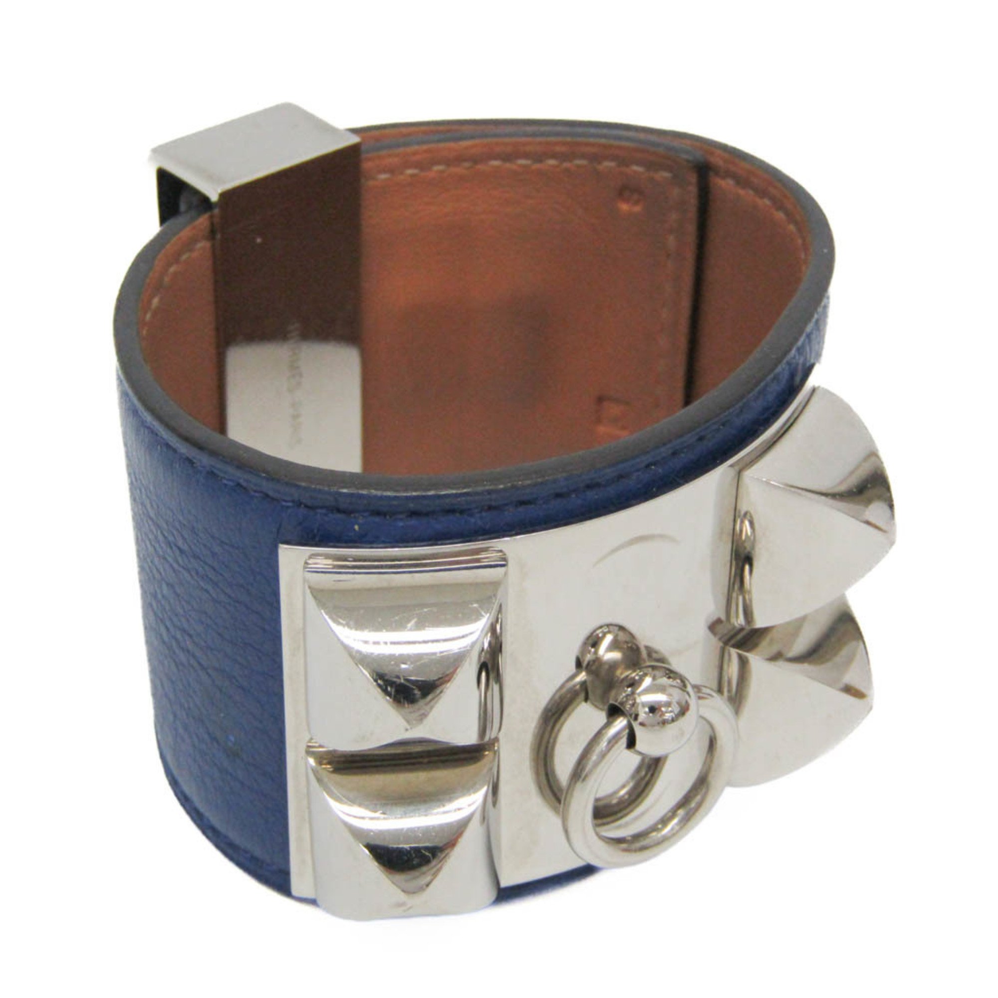 エルメス(Hermes) コリエ・ド・シアン レザー,メタル バングル シルバー,ブルーサフィール【中古】 35,750円