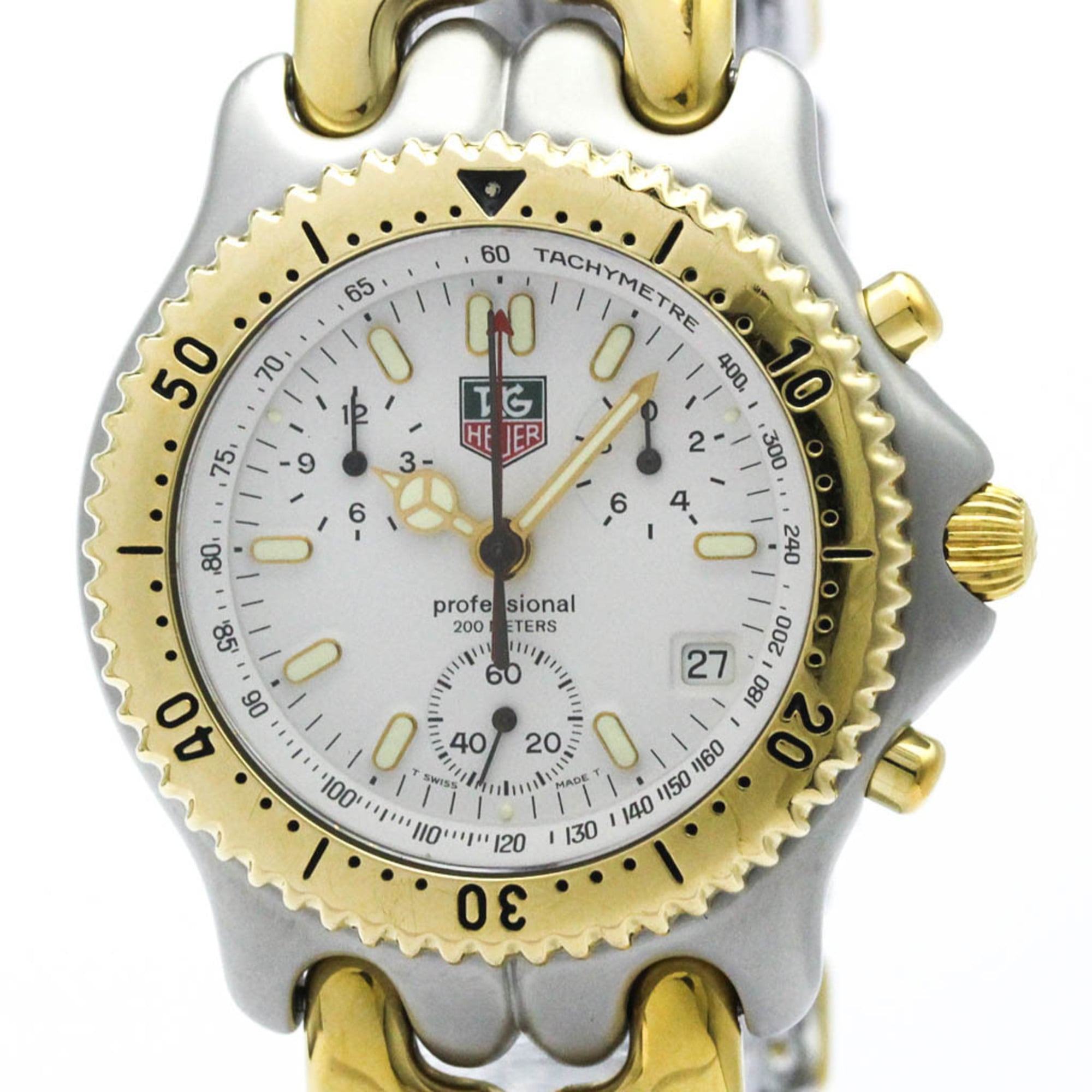 タグホイヤー (TAG HEUER) セル プロフェッショナル クロノグラフ ゴールドプレート ステンレススチール クォーツ メンズ 時計 S35.006 (外装仕上げ済み)【中古】
