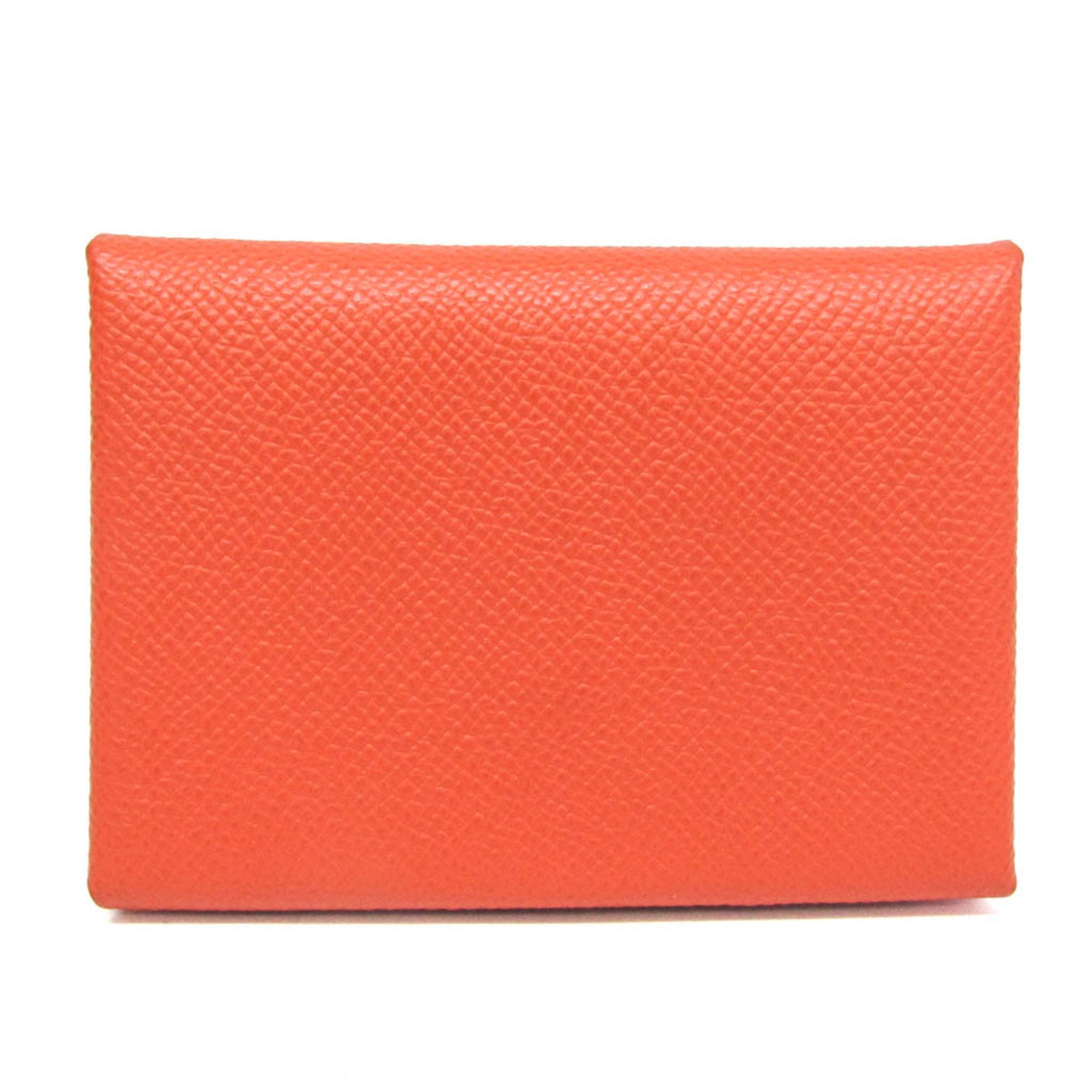 エルメス(Hermes) カルヴィ デュオ エプソン カードケース オレンジ【中古】