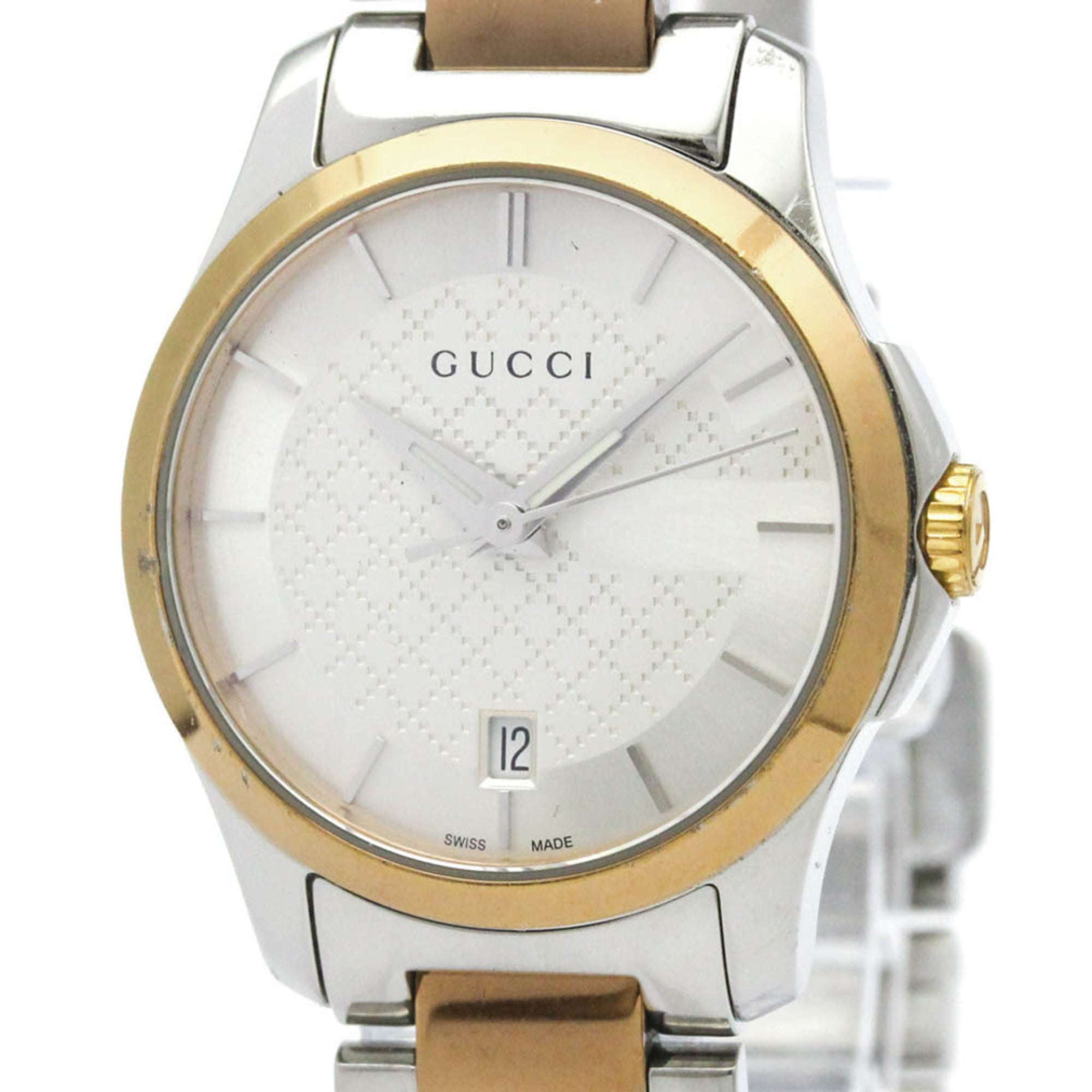 グッチ (GUCCI) G一時停止受け答え サクラ色 ゴールド一皿 ステンレス鋼スチール写真 石英 レディース 時辰儀 YA126528 (126.5)【中古】