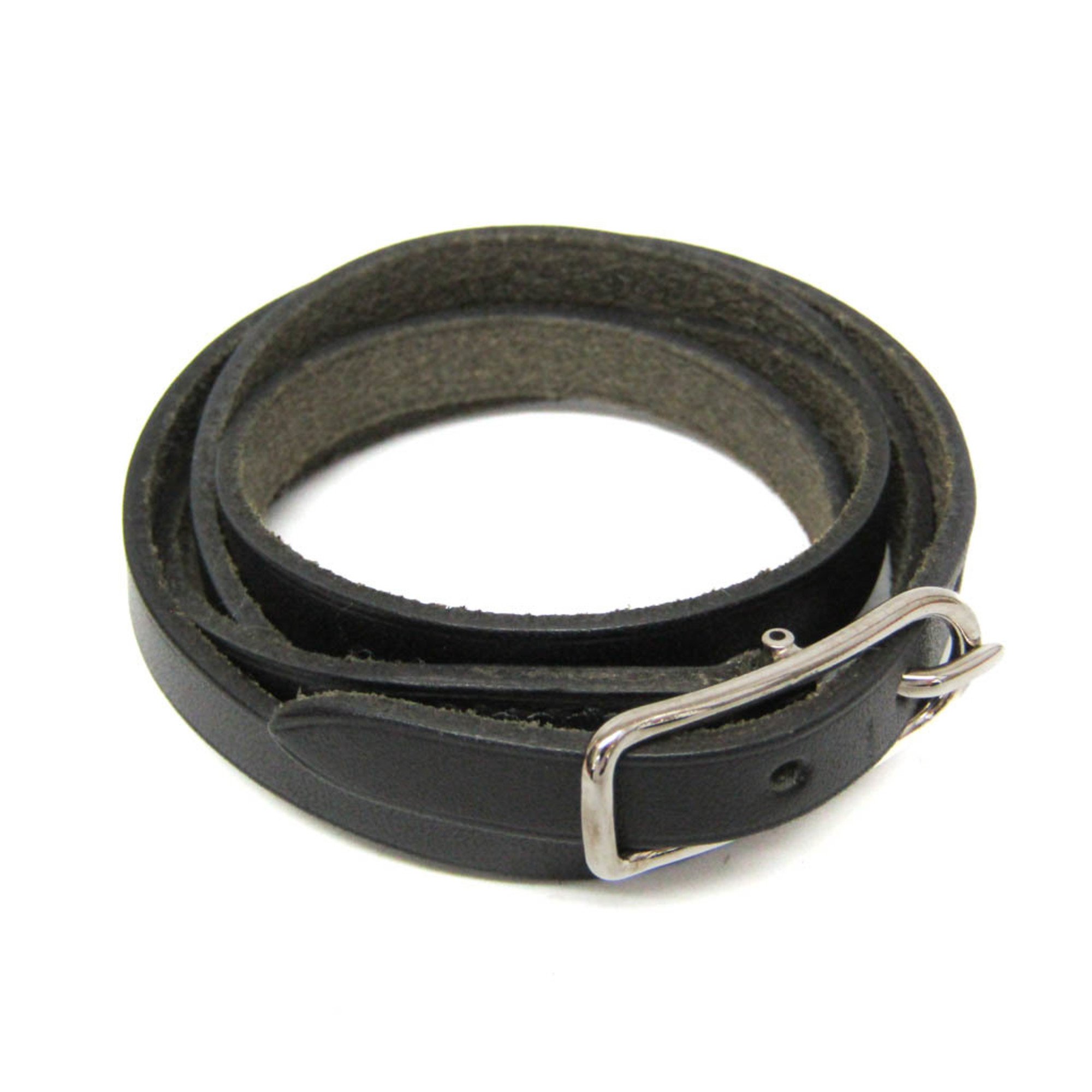 エルメス(Hermes) アピ アピI 4連ブレスレット チョーカー レザー,メタル バングル シルバー,ブラック【中古】