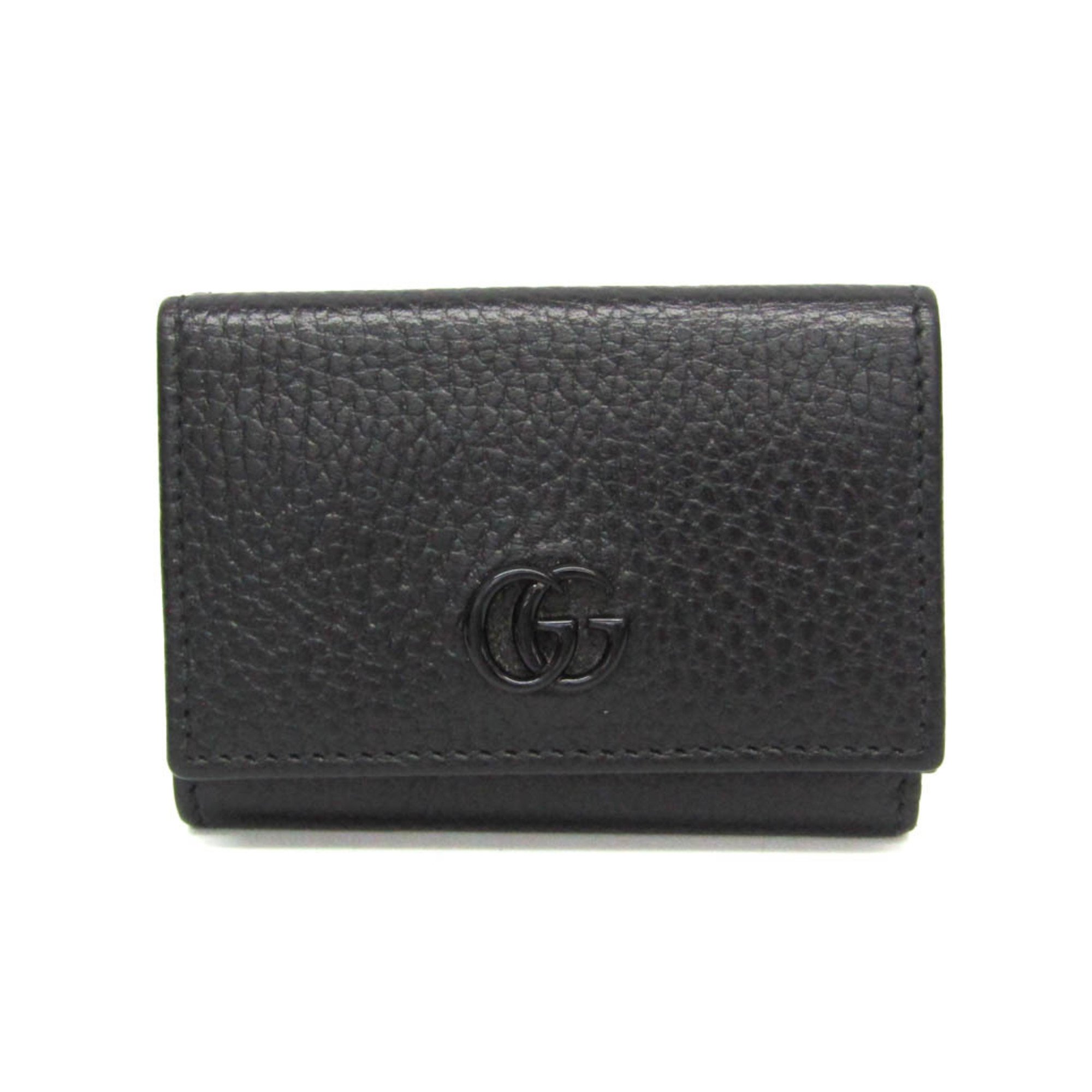 グッチ(Gucci) ダブル G 735212 レディース,メンズ なめし革 紙入れ（三つ折り） 黒いこと【中古】