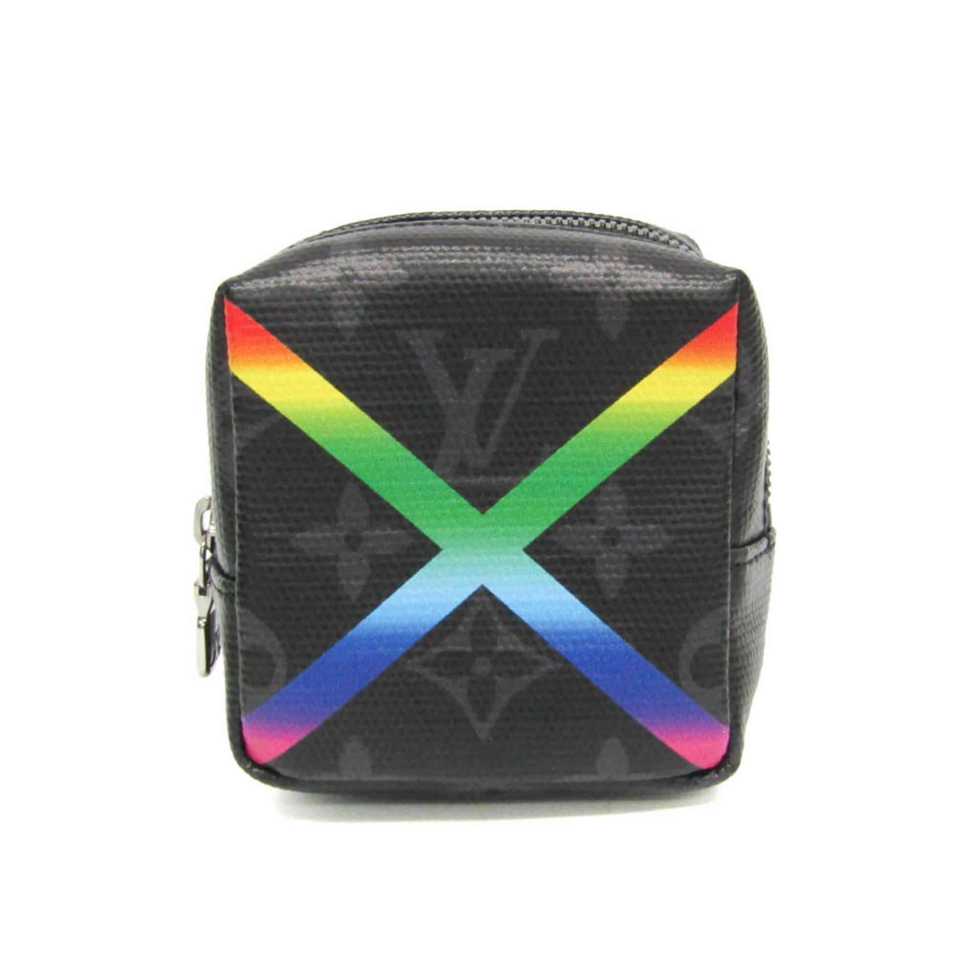 ルイ・ヴィトン(Louis Vuitton) モノグラム・エクリプス ビジューサック・スクエアポーチ モノグラム・シャイニー レインボー MP2467 メンズ ポーチ ブラック,モノグラムエクリプス【中古】