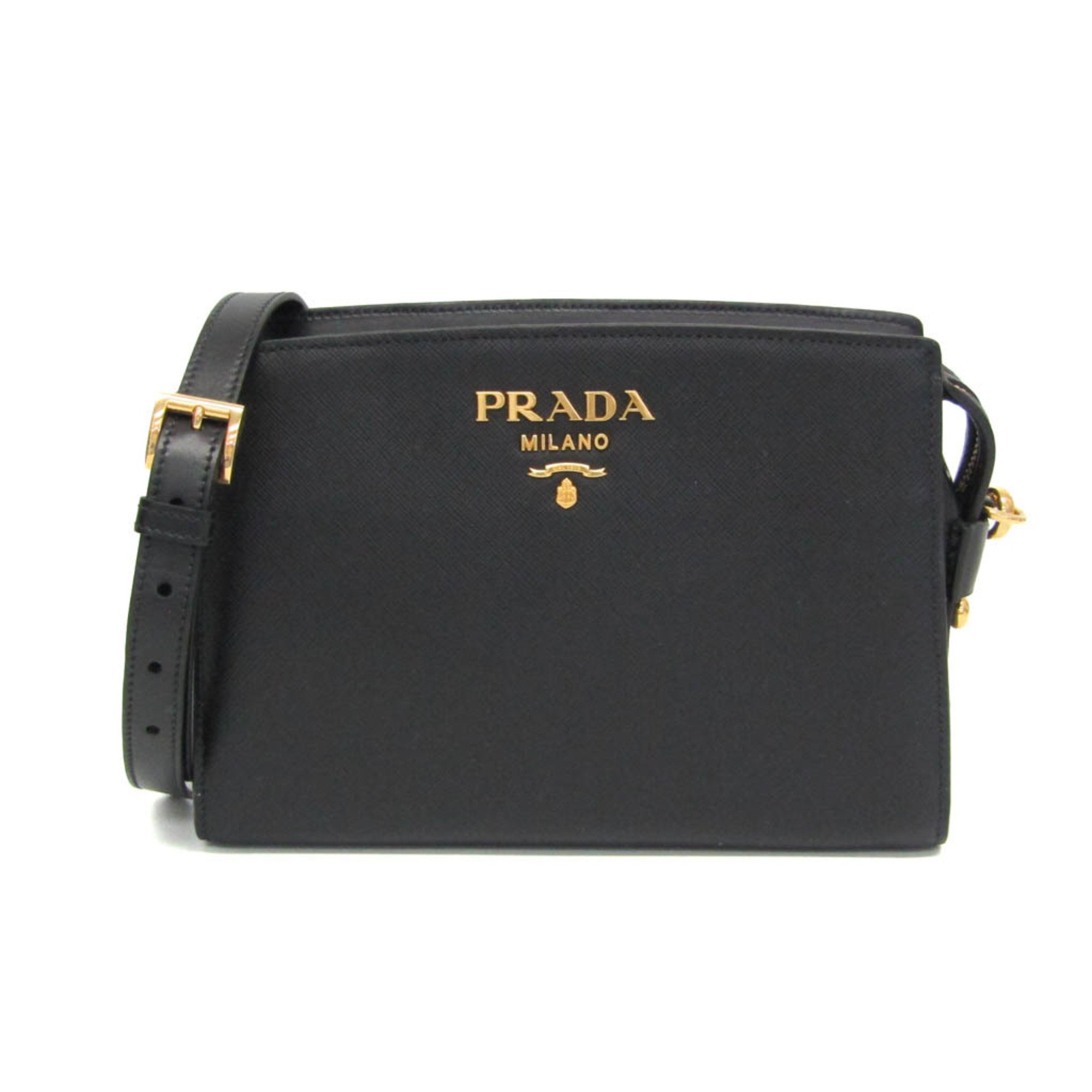 プラダ(Prada) 9Y19AU PELLETTERIA レディース レザー ショルダーバッグ ブラック【中古】 82,280円
