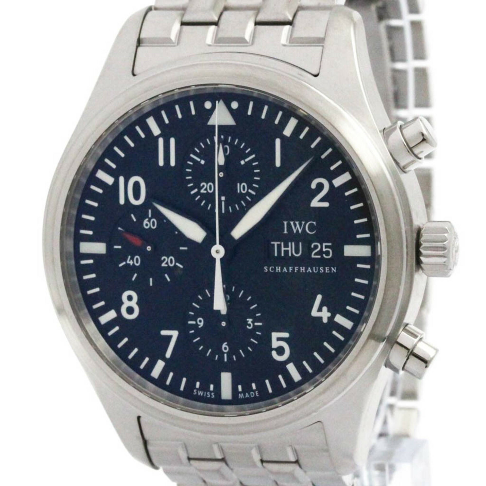 (IWC) パイロットウォッチ クロノグラフ ステンレススチール 自動巻き メンズ 時計 IW371704 (外装仕上げ済み)【中古】
