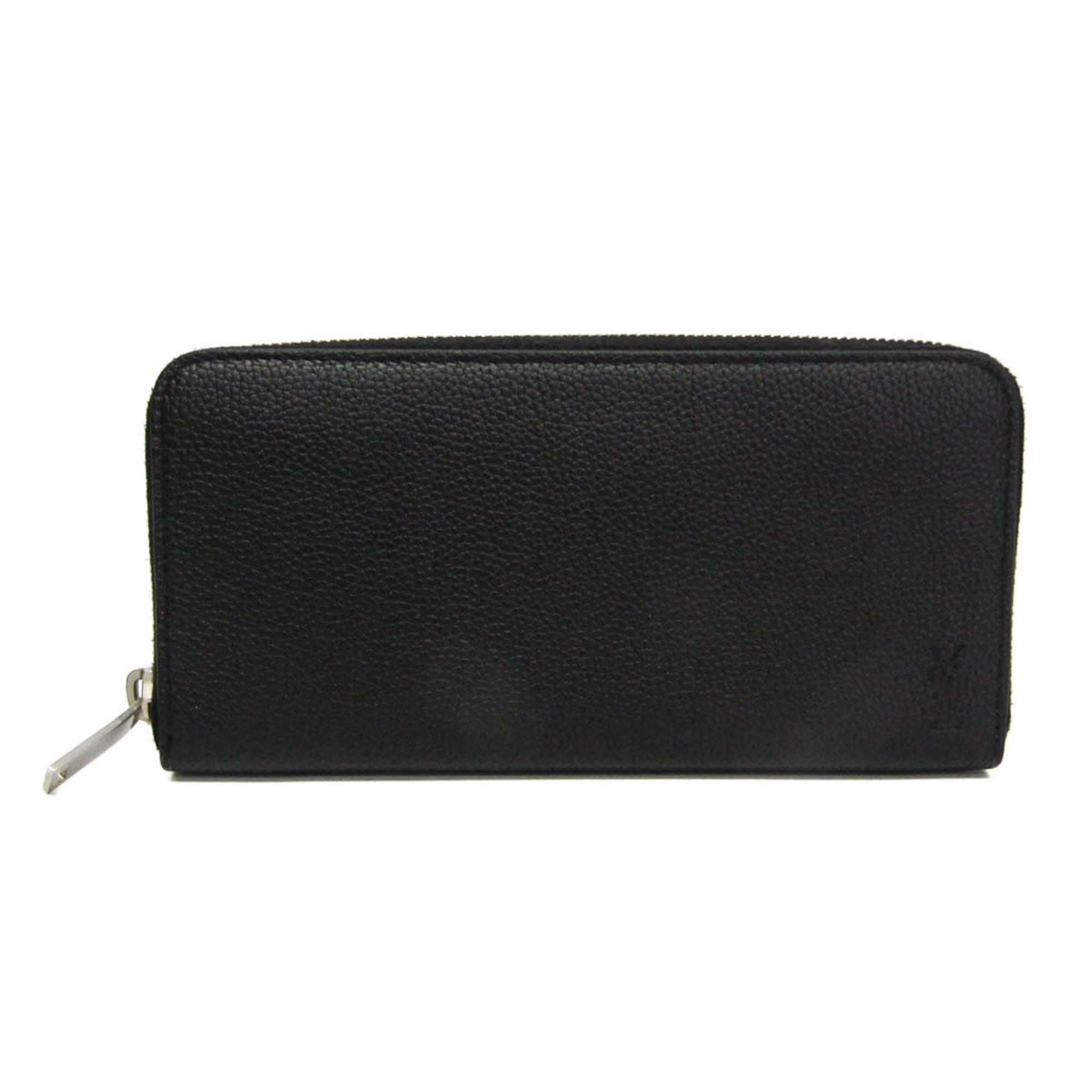 イヴ・サンローラン(Yves Saint Laurent) カサンドラ ラウンドジップウォレット INN687054 レディース なめし革 長紙入れ（二つ折り） 黒いこと【中古】