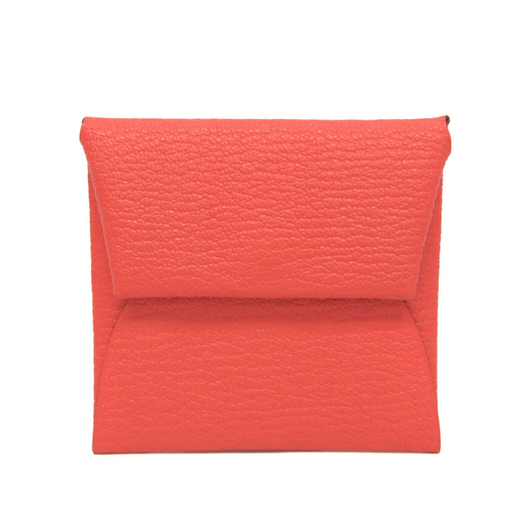 エルメス(Hermes) バスティア ヴェルソ メンズ,レディース シェーブル 小銭入れ・コインケース ベージュ,ピンク【中古】