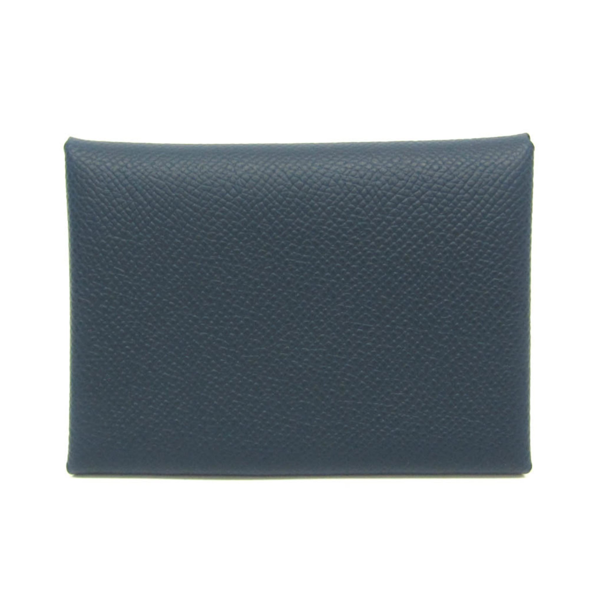 エルメス(Hermes) カルヴィ デュオ ヴェルソ エプソン カードケース ライトグリーン,ネイビー【中古】