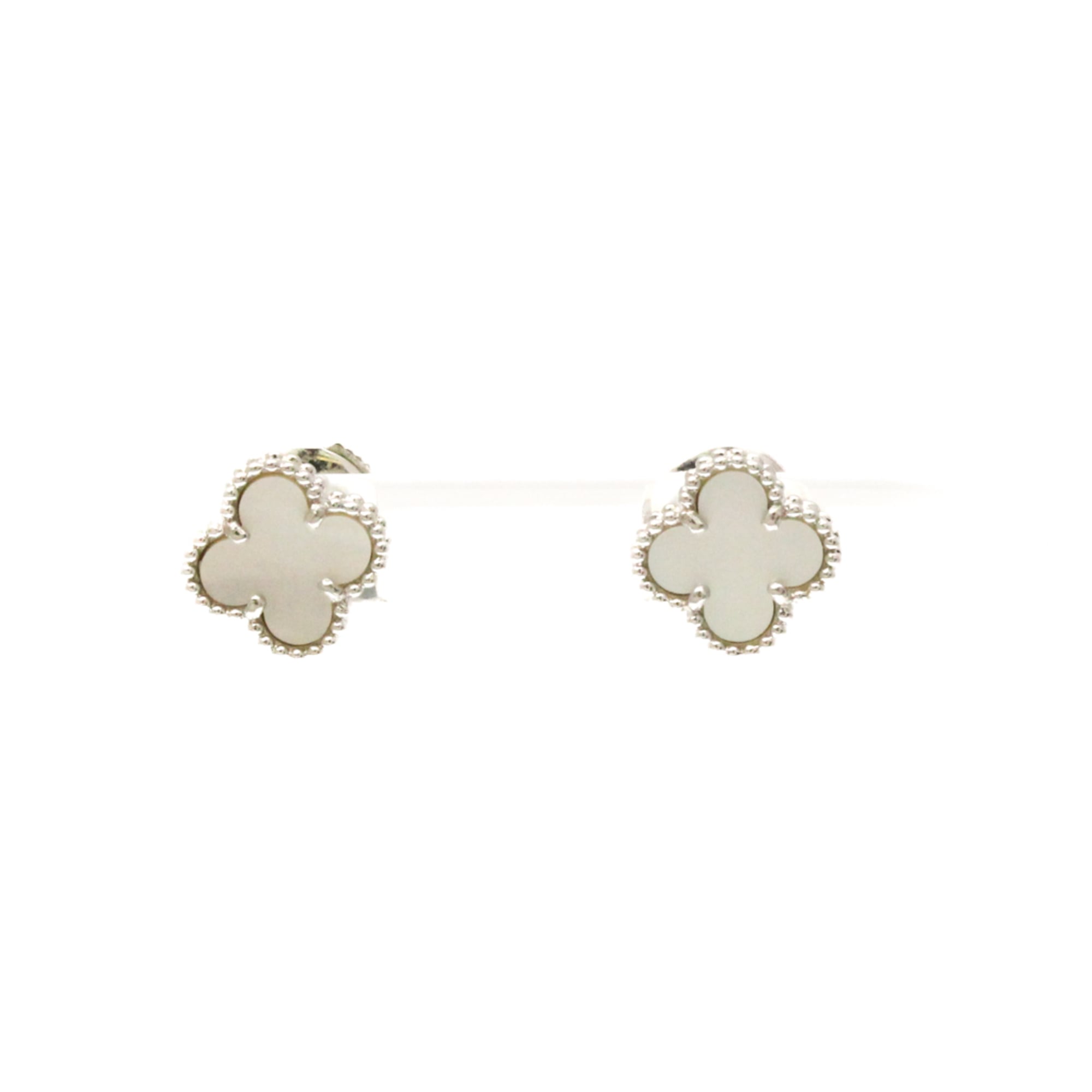 ヴァン・クリーフ＆アーペル(Van Cleef & Arpels) スウィートアルハンブラ マザーオブパール K18ホワイトゴールド(K18WG) スタッドピアス シルバー【中古】 199,901円