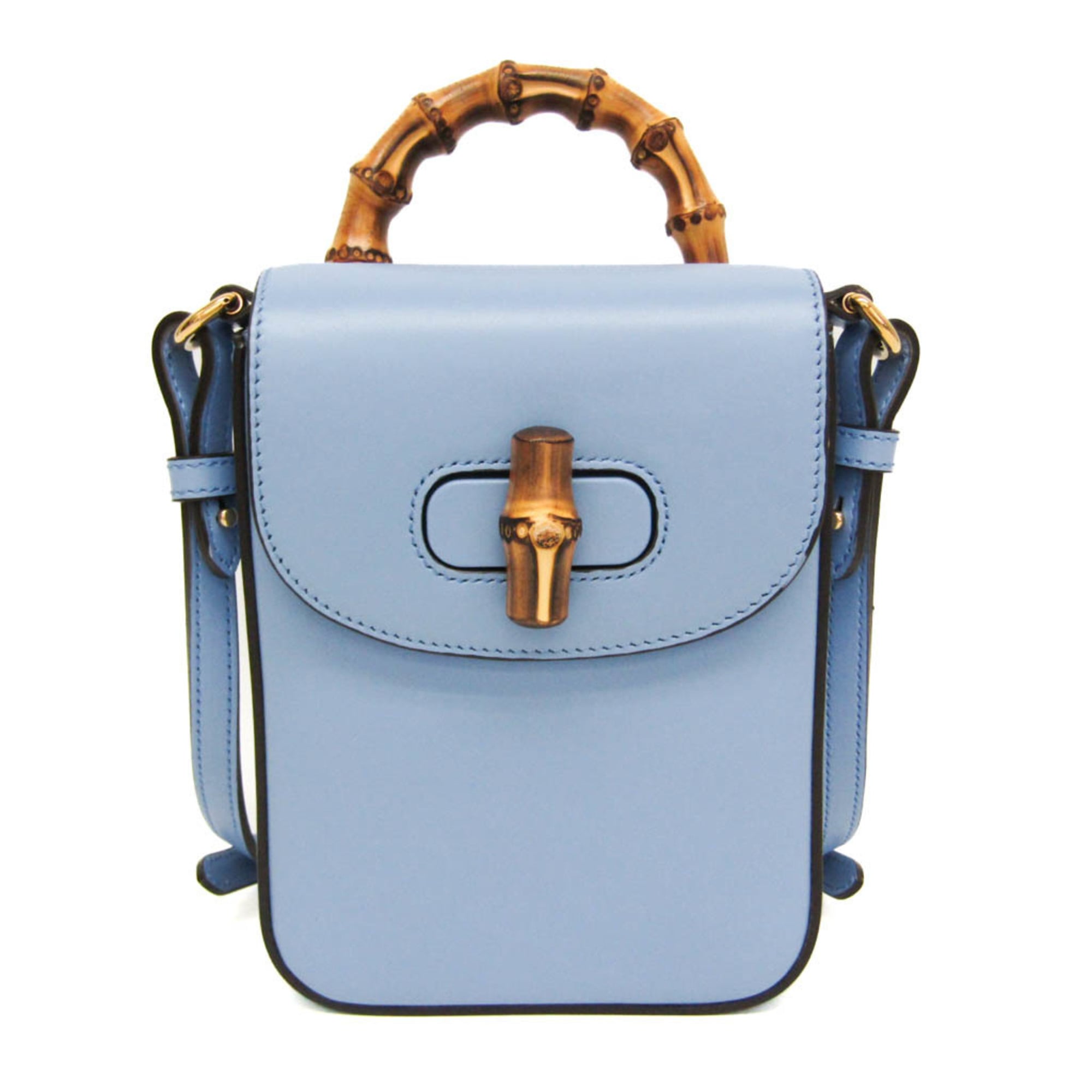 グッチ(Gucci) バンブー 702106 レディース レザー リュックサック,ハンドバッグ,ショルダーバッグ ブルー【中古】