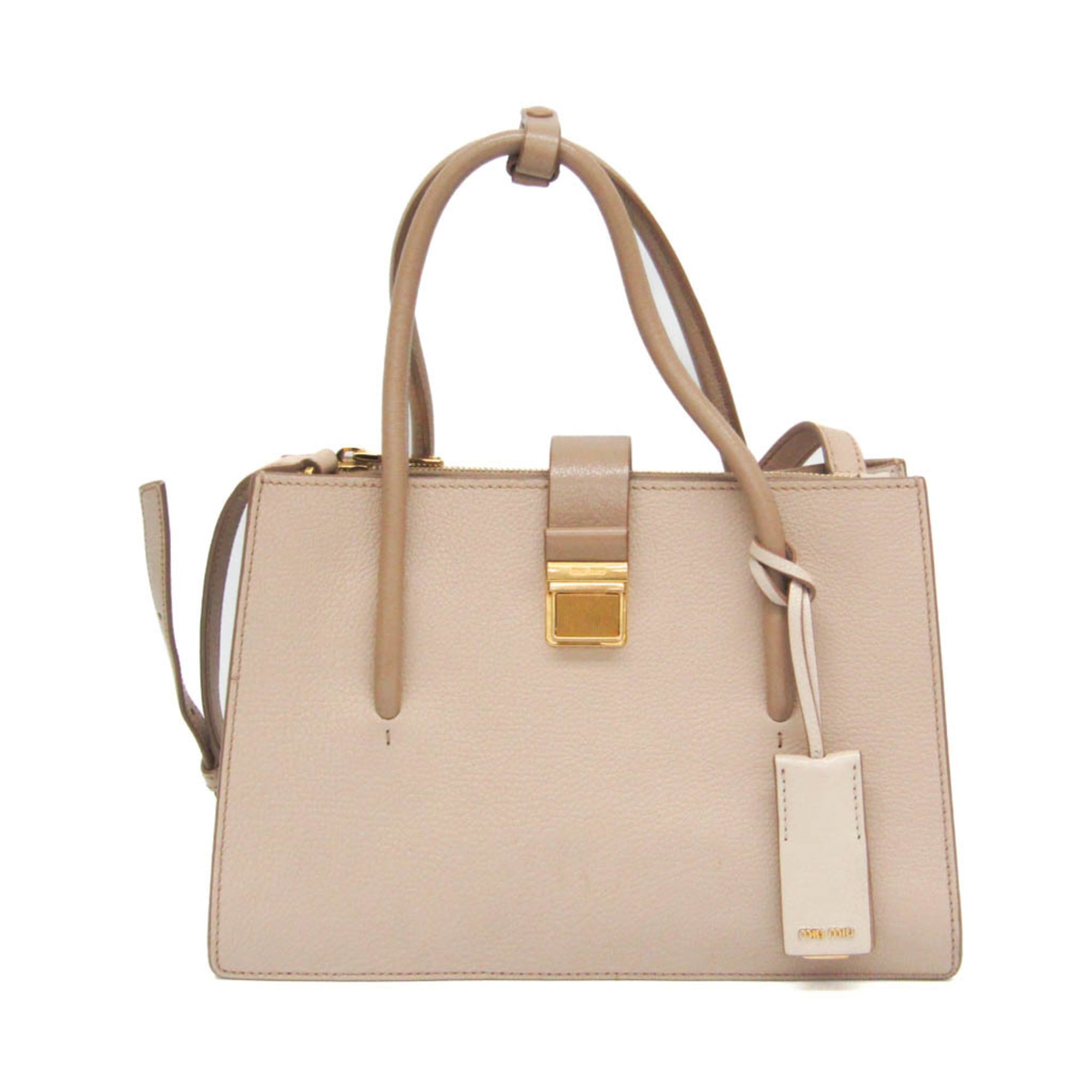 ミュウミュウ(Miu Miu) マドラス MADRAS 5BA104 レディース レザー ハンドバッグ,ショルダーバッグ ピンクベージュ【中古】