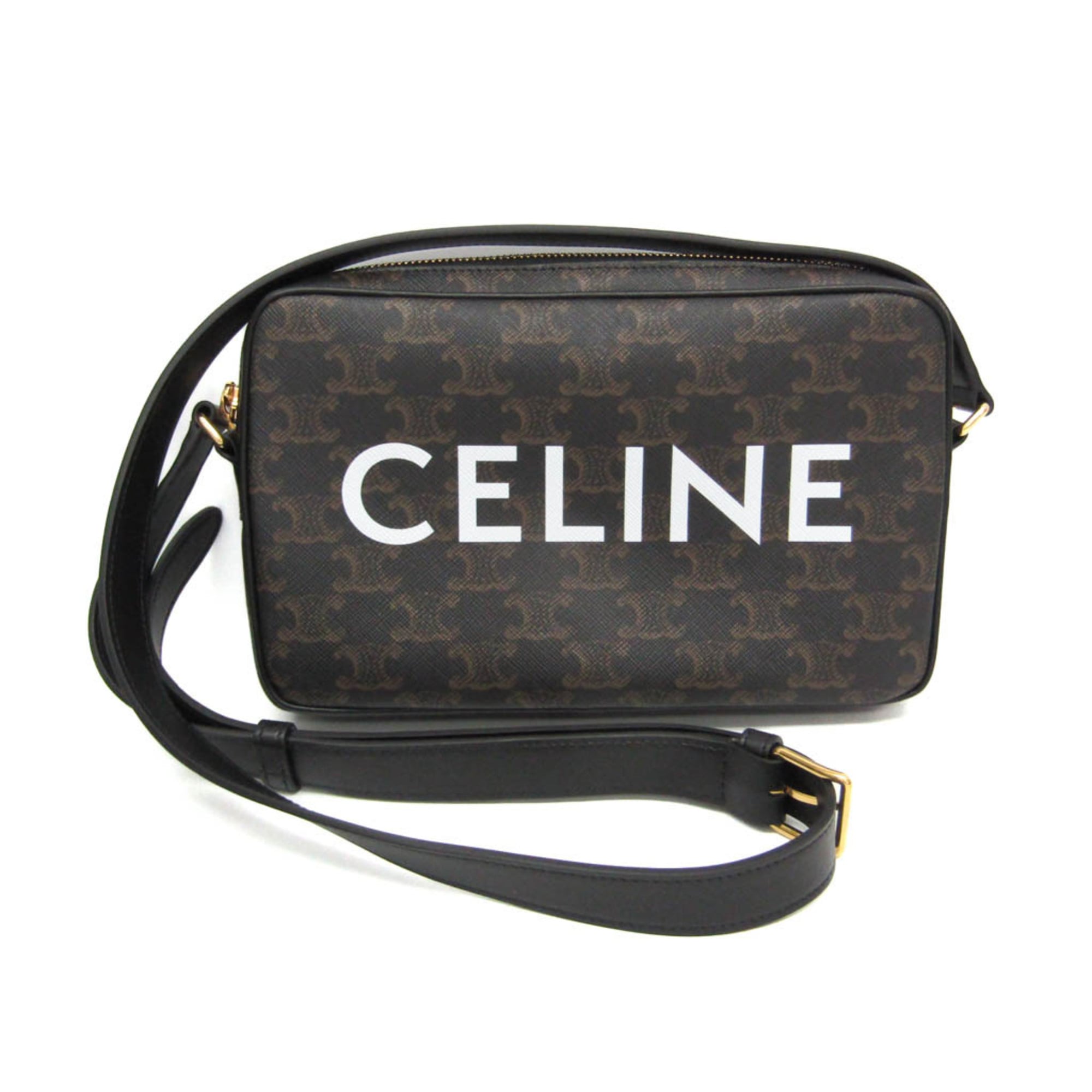 セリーヌ(Celine) トリオンフ ミディアム レディース コーティングキャンバス,レザー メッセンジャーバッグ,ショルダーバッグ ブラウン【中古】