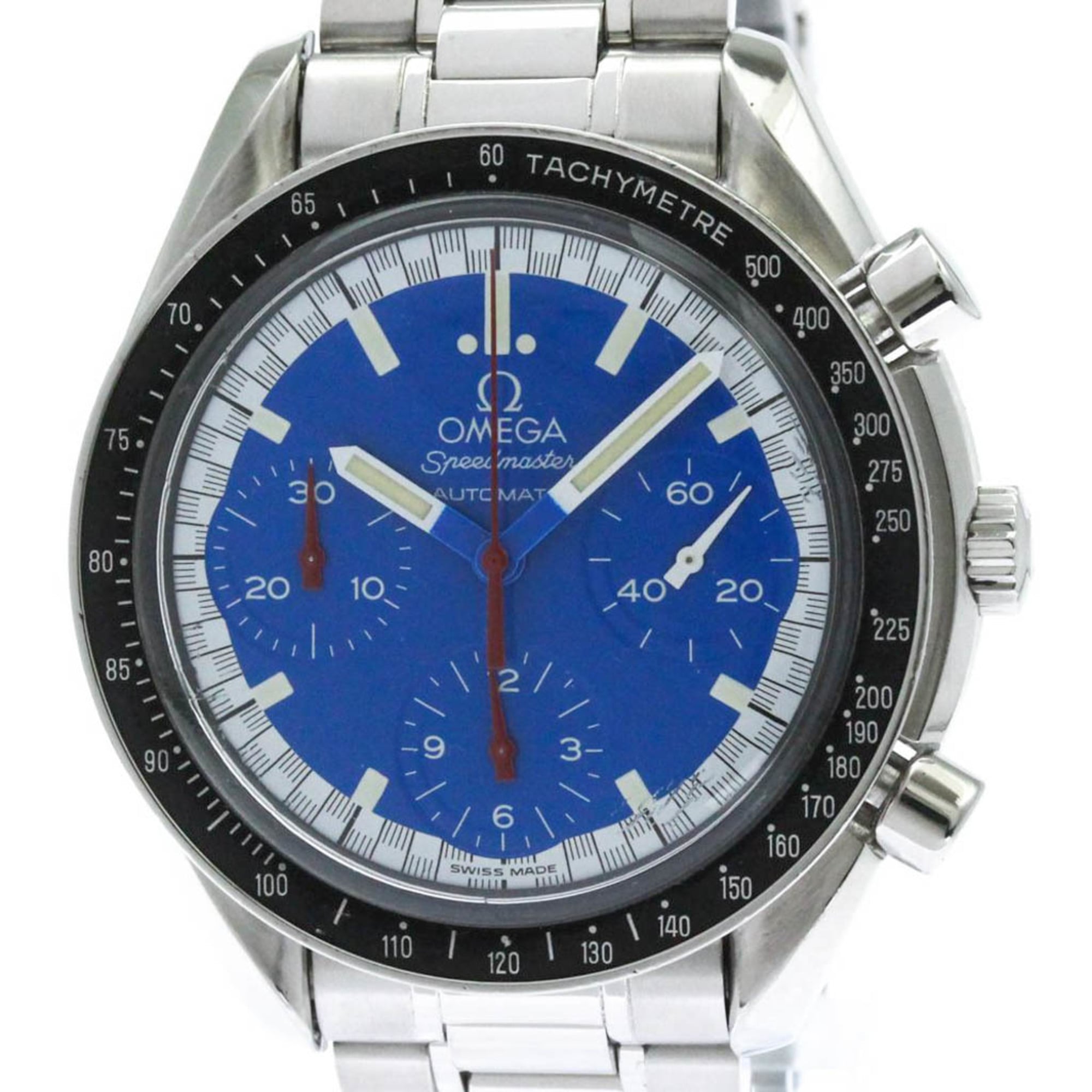 オメガ (OMEGA) スピードマスター ミハエル シューマッハ 青文字盤 ステンレススチール 自動巻き メンズ 時計 3510.81 (外装仕上げ済み)【中古】｜eLady