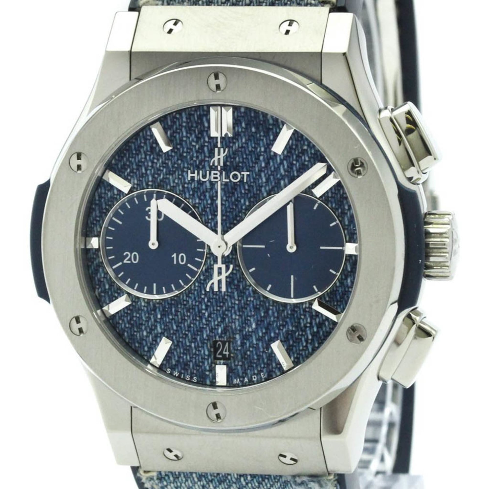 ウブロ (HUBLOT) クラシックフュージョン クロノグラフ ジーンズ チタン ラバー 自動巻き メンズ 時計 521.NX.2770.NR (外装仕上げ済み)【中古】