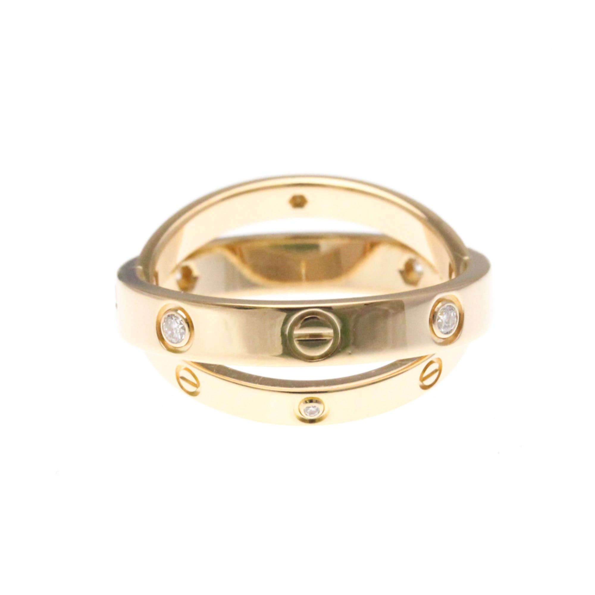 カルティエ(Cartier) ビーラブ ダイヤモンド リング K18ピンクゴールド(K18PG),K18ホワイトゴールド(K18WG) ファッション ダイヤモンド バンドリング シルバー,ピンクゴールド(PG)【中古】