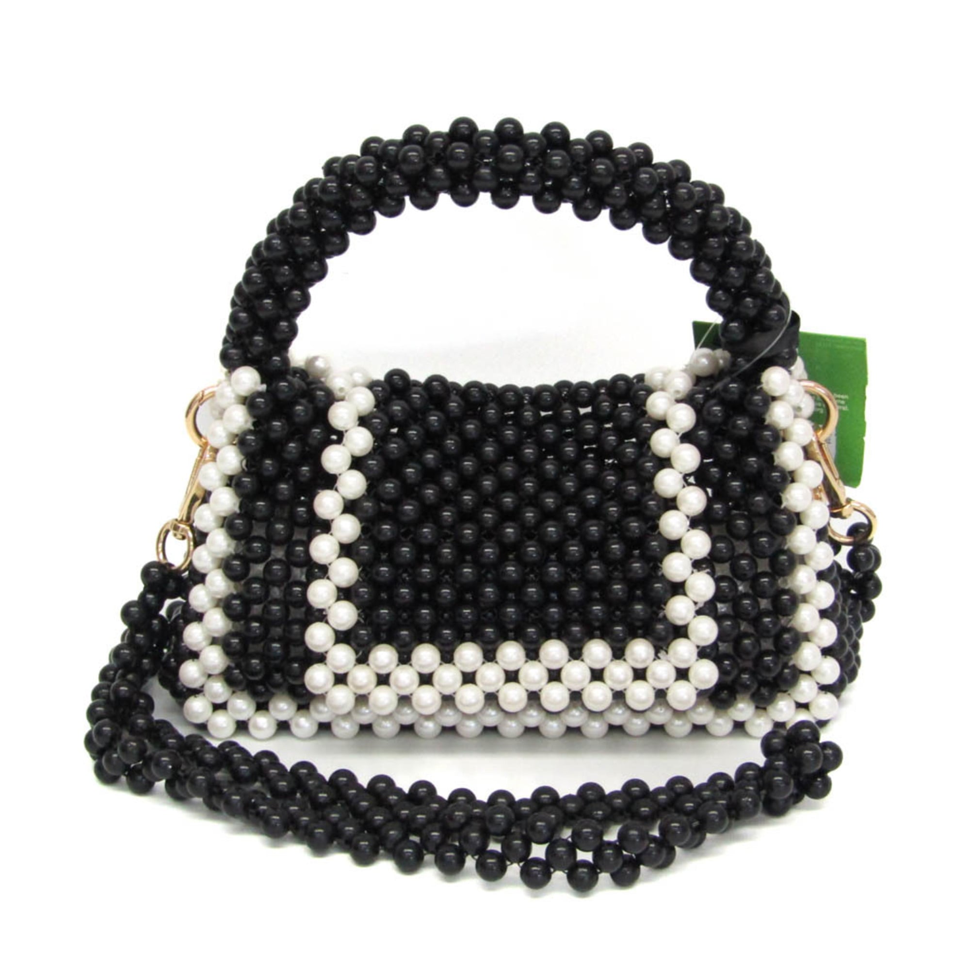 ケイト・スペード(Kate Spade) Kate Spade × Target カラーブロックビーズ クロスボディバッグ レディース プラスチック ハンドバッグ,ショルダーバッグ ブラック,パールホワイト【中古】