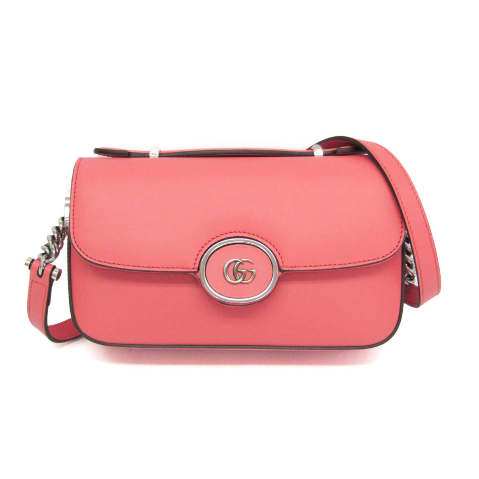 グッチ(Gucci) ダブルG 739722 レディース なめし革 ショルダーバッグ サクラ色【中古】