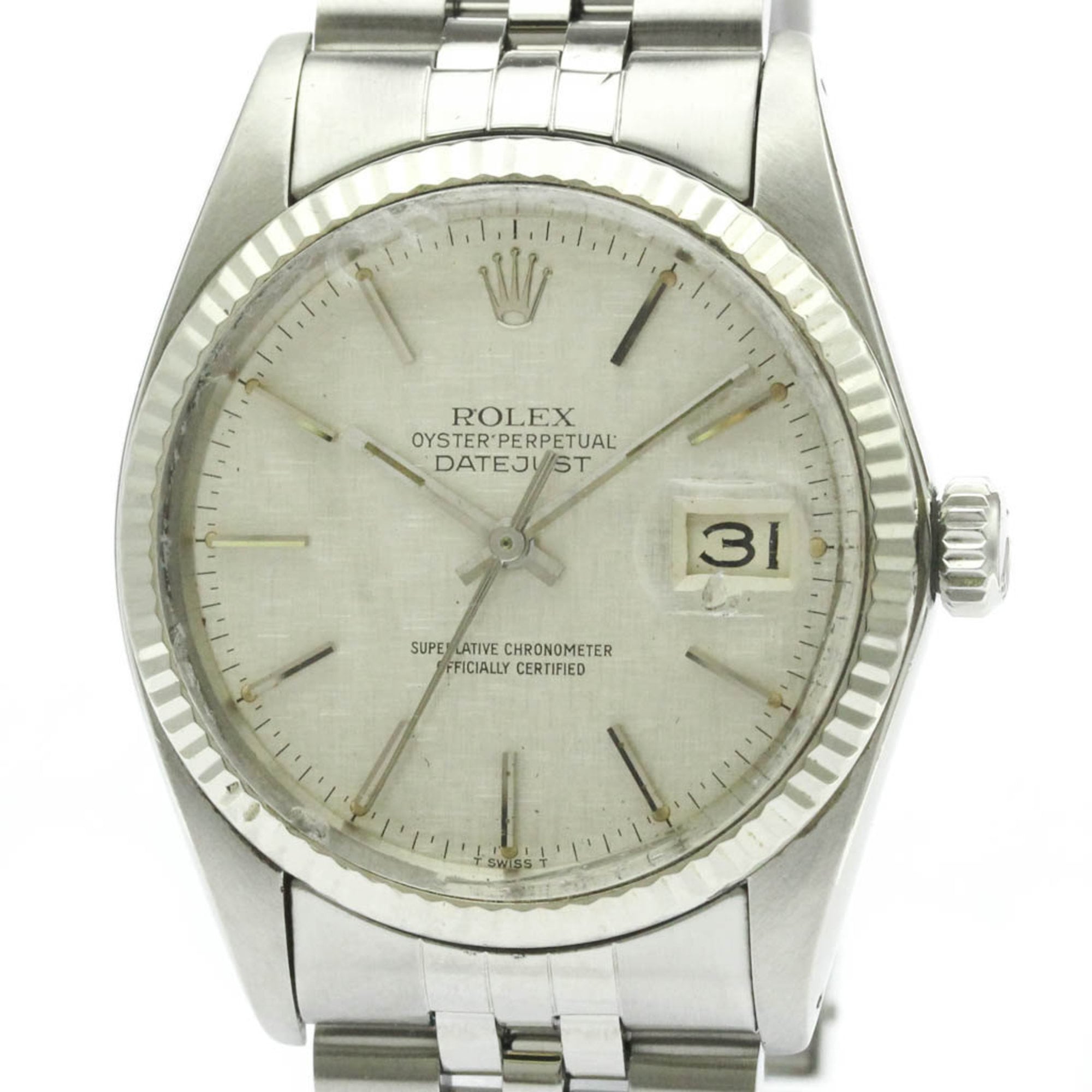 ロレックス (ROLEX) デイトジャスト K18 ホワイトゴールド ステンレススチール 自動巻き メンズ 時計 16014 (外装仕上げ済み)【中古】