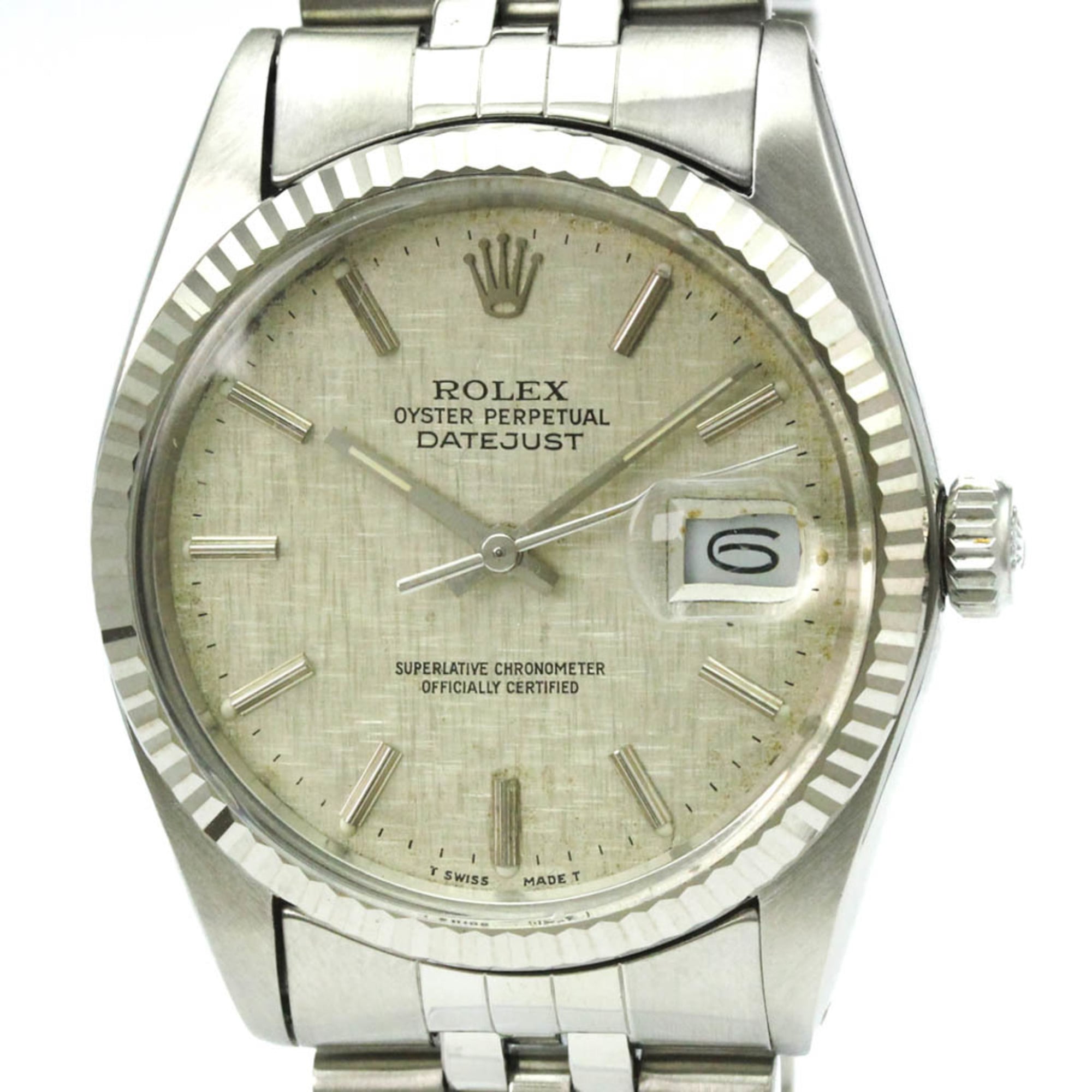 ロレックス (ROLEX) デイトジャスト K18 ホワイトゴールド ステンレススチール 自動巻き メンズ 時計 16014 (外装仕上げ済み)【中古】｜eLady
