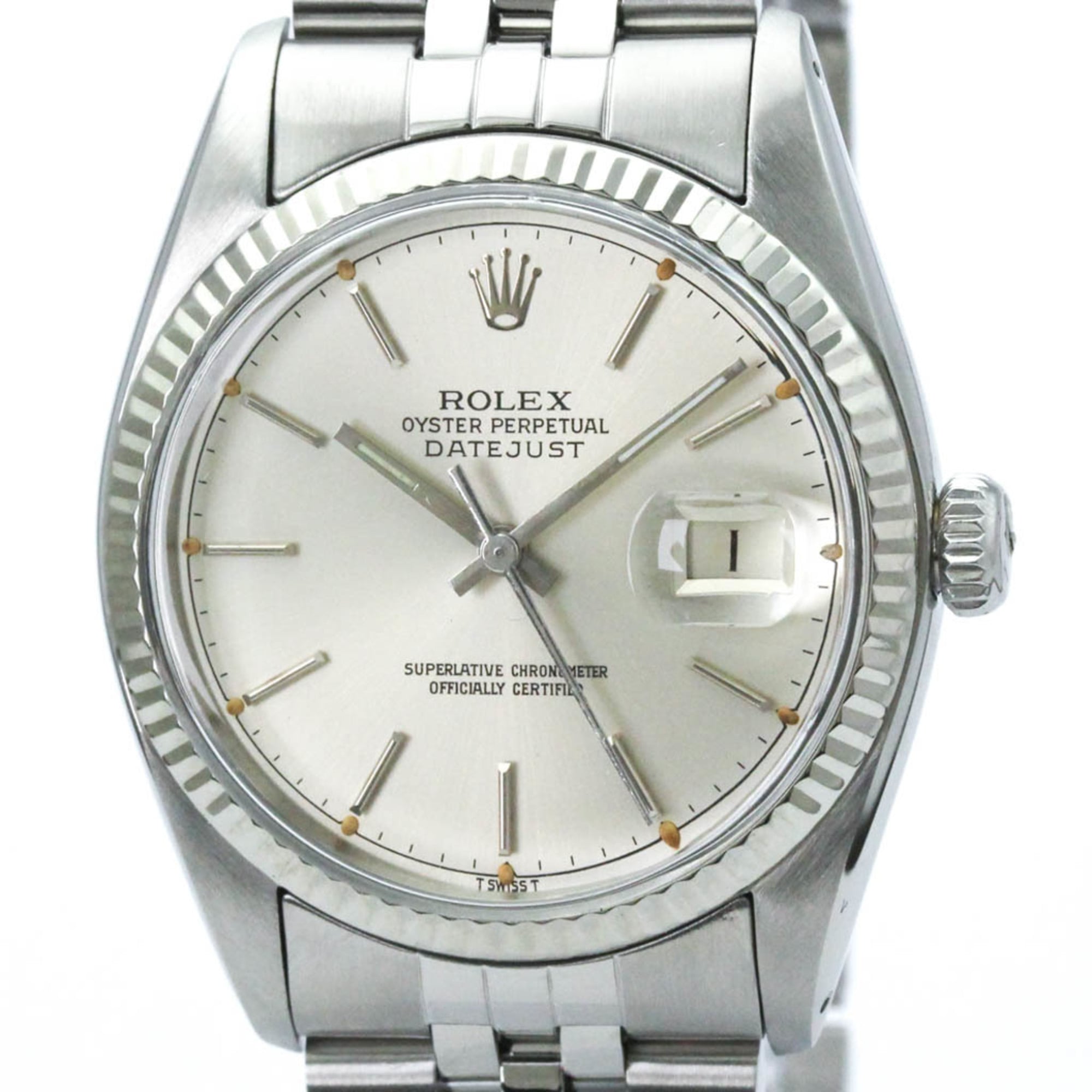 ロレックス (ROLEX) デイトジャスト K18 ホワイトゴールド ステンレススチール 自動巻き メンズ 時計 16014 (外装仕上げ済み)【中古】