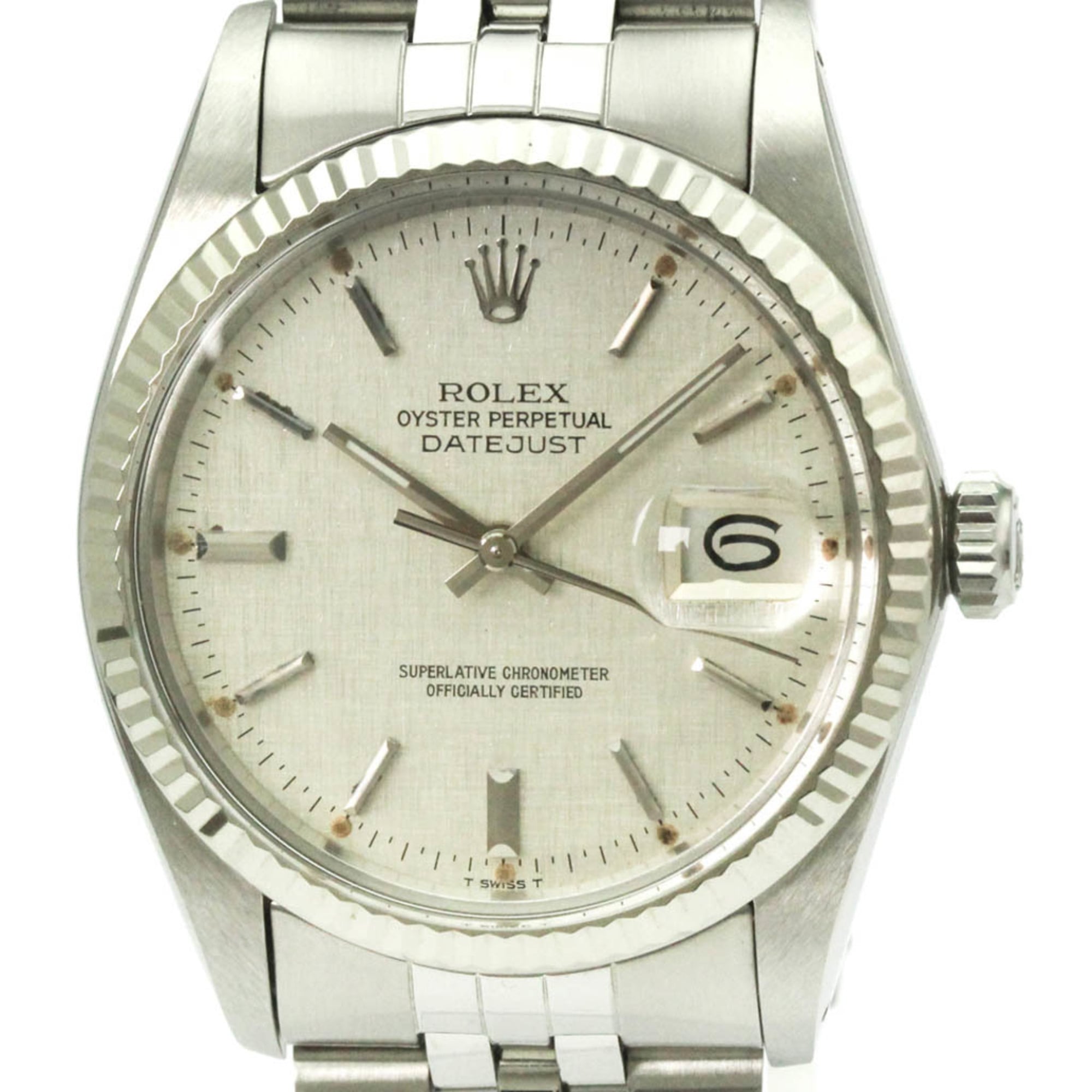 ロレックス (ROLEX) デイトジャスト K18 ホワイトゴールド ステンレススチール 自動巻き メンズ 時計 16014 (外装仕上げ済み)【中古】