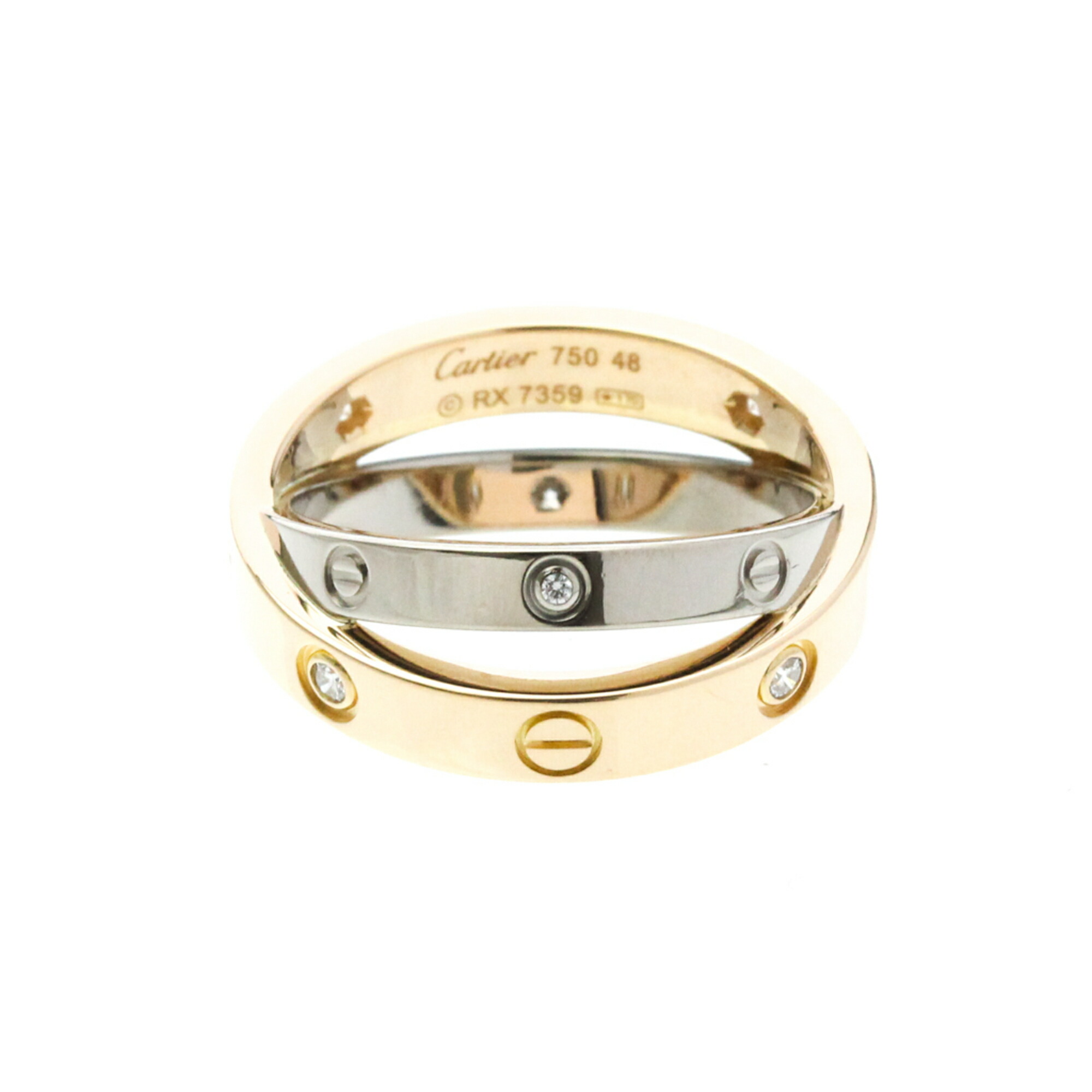 カルティエ(Cartier) ビーラブリング ハーフダイヤモンド K18ピンクゴールド(K18PG),K18ホワイトゴールド(K18WG) ファッション ダイヤモンド バンドリング シルバー,ピンクゴールド(PG)【中古】