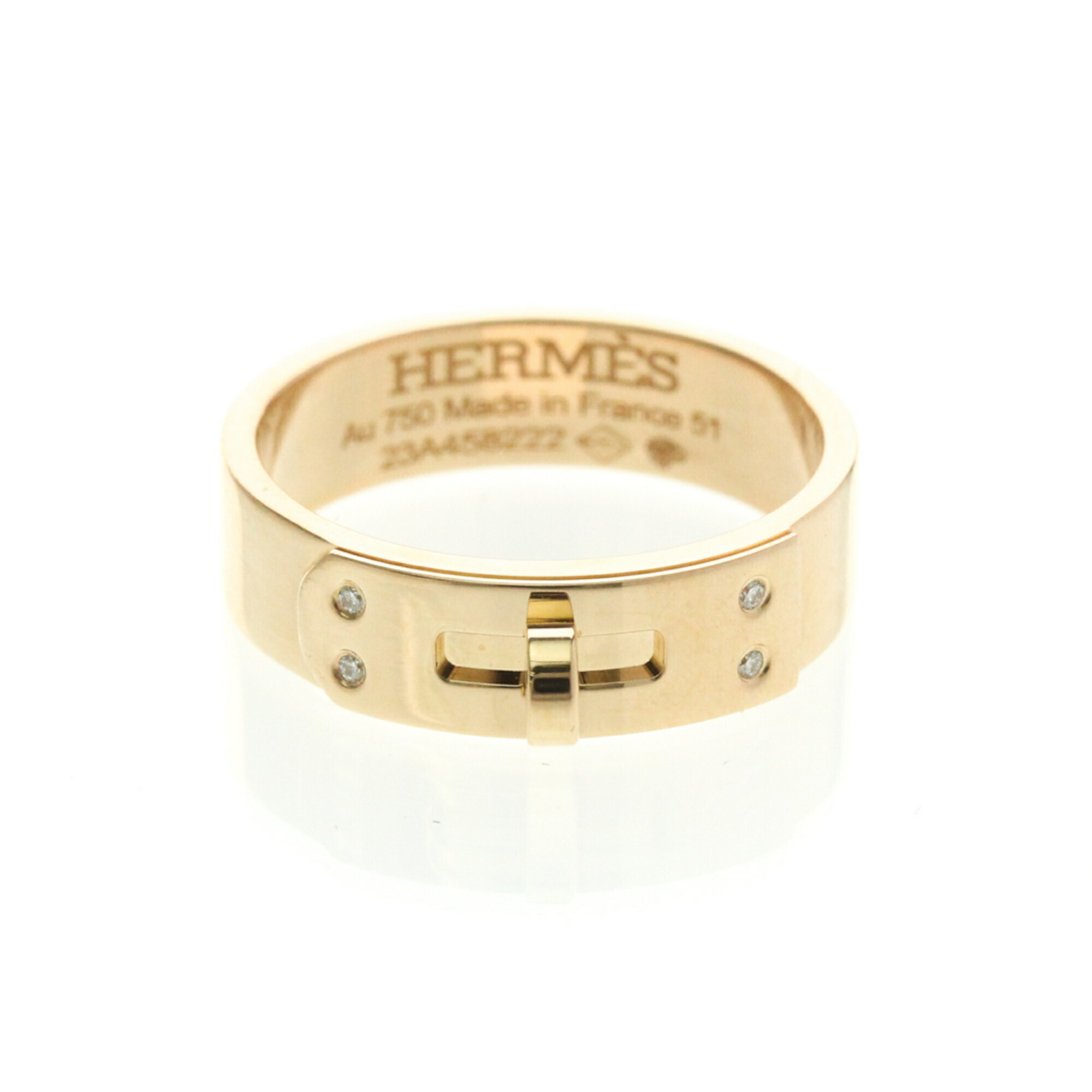エルメス(Hermes) ケリー リング 4P ダイヤモンド K18ピンクゴールド(K18PG) ファッション ダイヤモンド バンドリング ピンクゴールド(PG)【中古】
