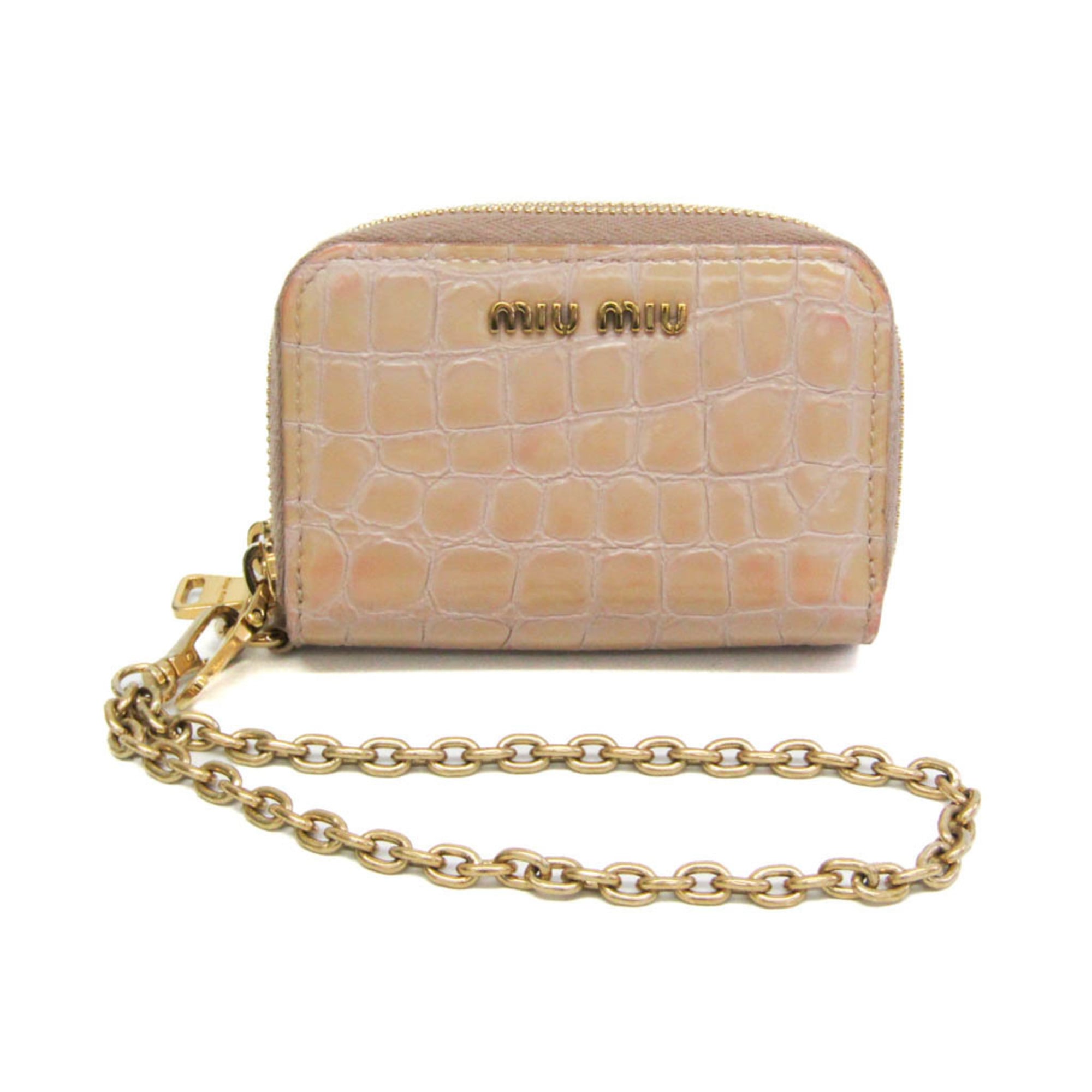 ミュウミュウ(Miu Miu) ダブルファスナー 5MC078 レザー カードケース ピンクベージュ【中古】｜eLady 18,722円