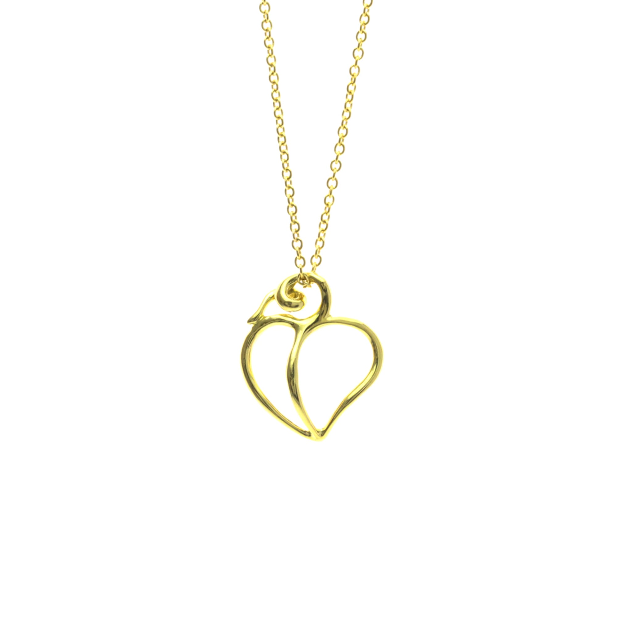 ティファニー(Tiffany) K18イエローゴールド(K18YG) 無し メンズ,レディース ファッション ペンダントネックレス (ゴールド) アップルリーフ ハート ネックレス【中古】