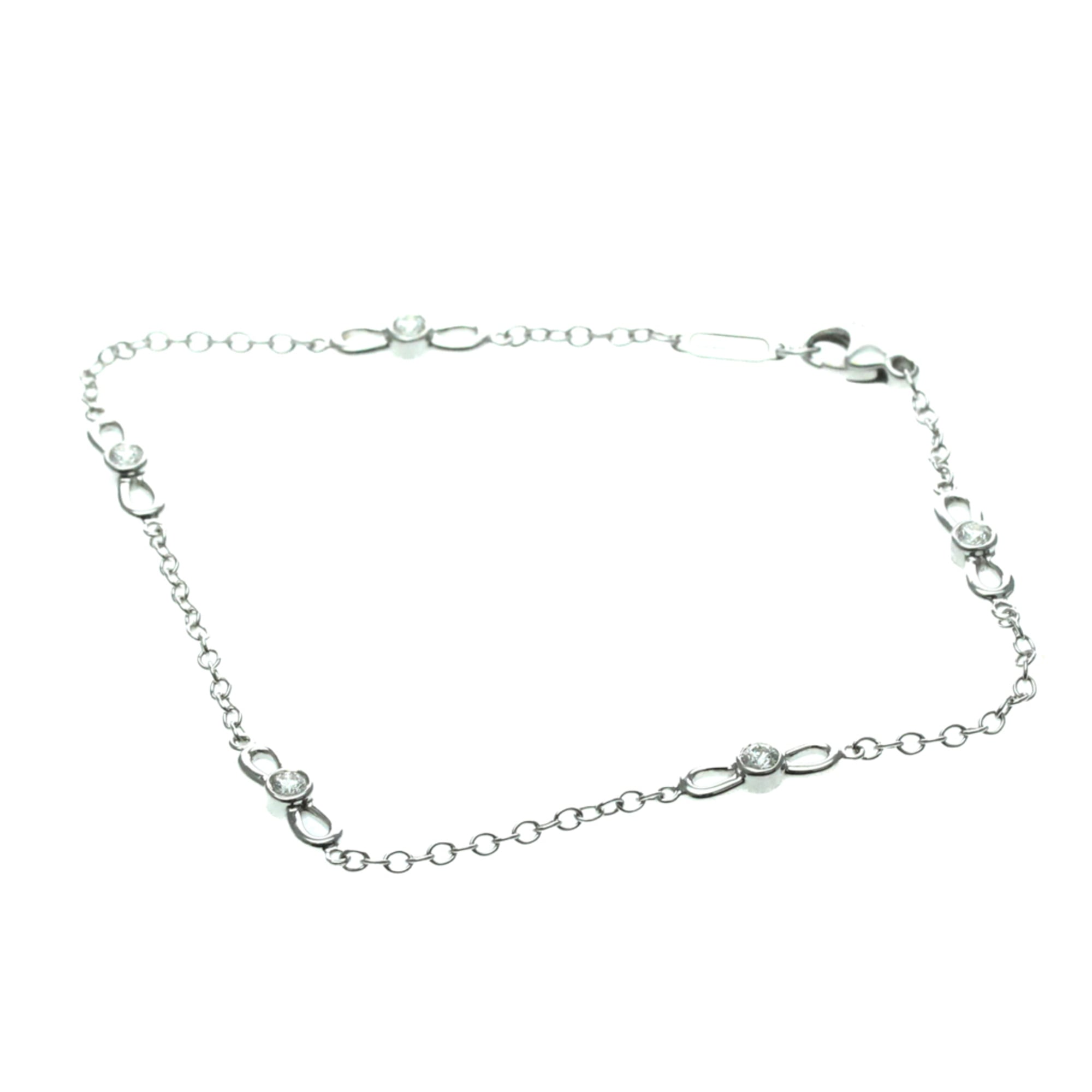 ティファニー(Tiffany) リボンダイヤモンドブレスレット K18ホワイトゴールド(K18WG) ダイヤモンド チャームブレスレット シルバー【中古】