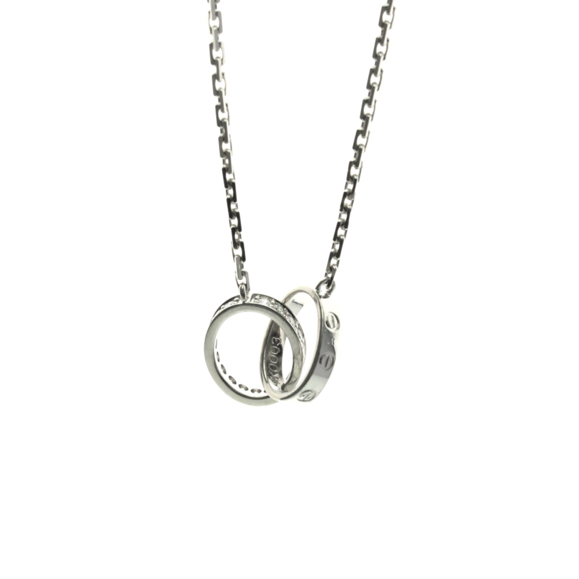 カルティエ(Cartier) K18ホワイトゴールド(K18WG) ダイヤモンド レディース,メンズ ファッション ペンダントネックレス (シルバー) ベビーラブネックレス ダイヤモンド【中古】