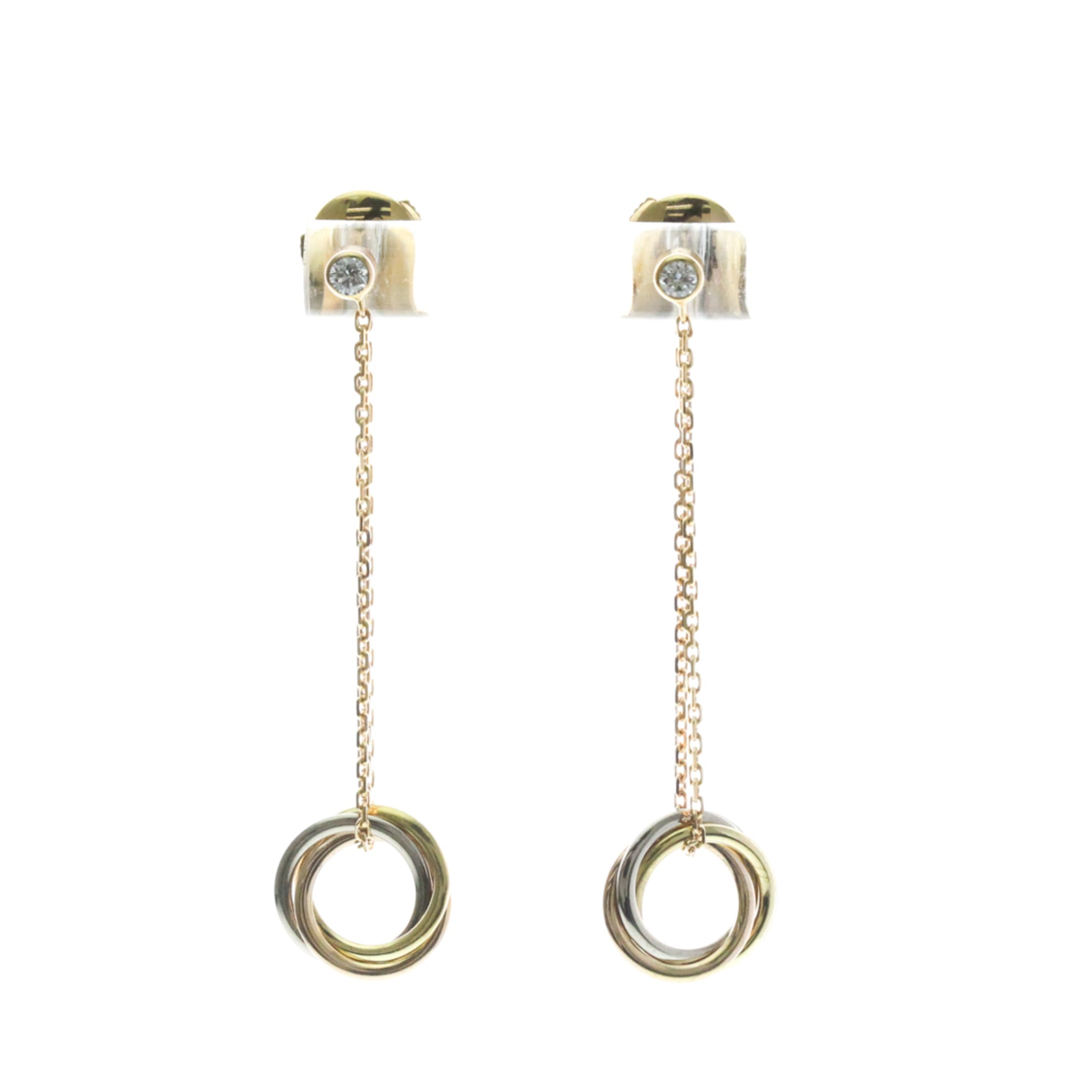 カルティエ(Cartier) トリニティ ピアス 1P ダイヤモンド ダイヤモンド K18イエローゴールド(K18YG),K18ピンクゴールド(K18PG),K18ホワイトゴールド(K18WG) ドロップピアス ゴールド【中古】