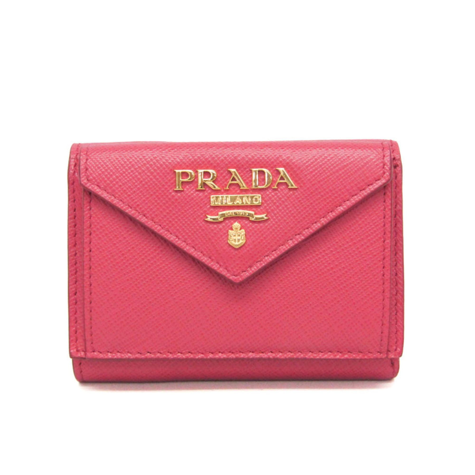 プラダ(Prada) サフィアーノ SAFFIANO METAL 1MH021 レディース レザー 財布（三つ折り） ピンク【中古】