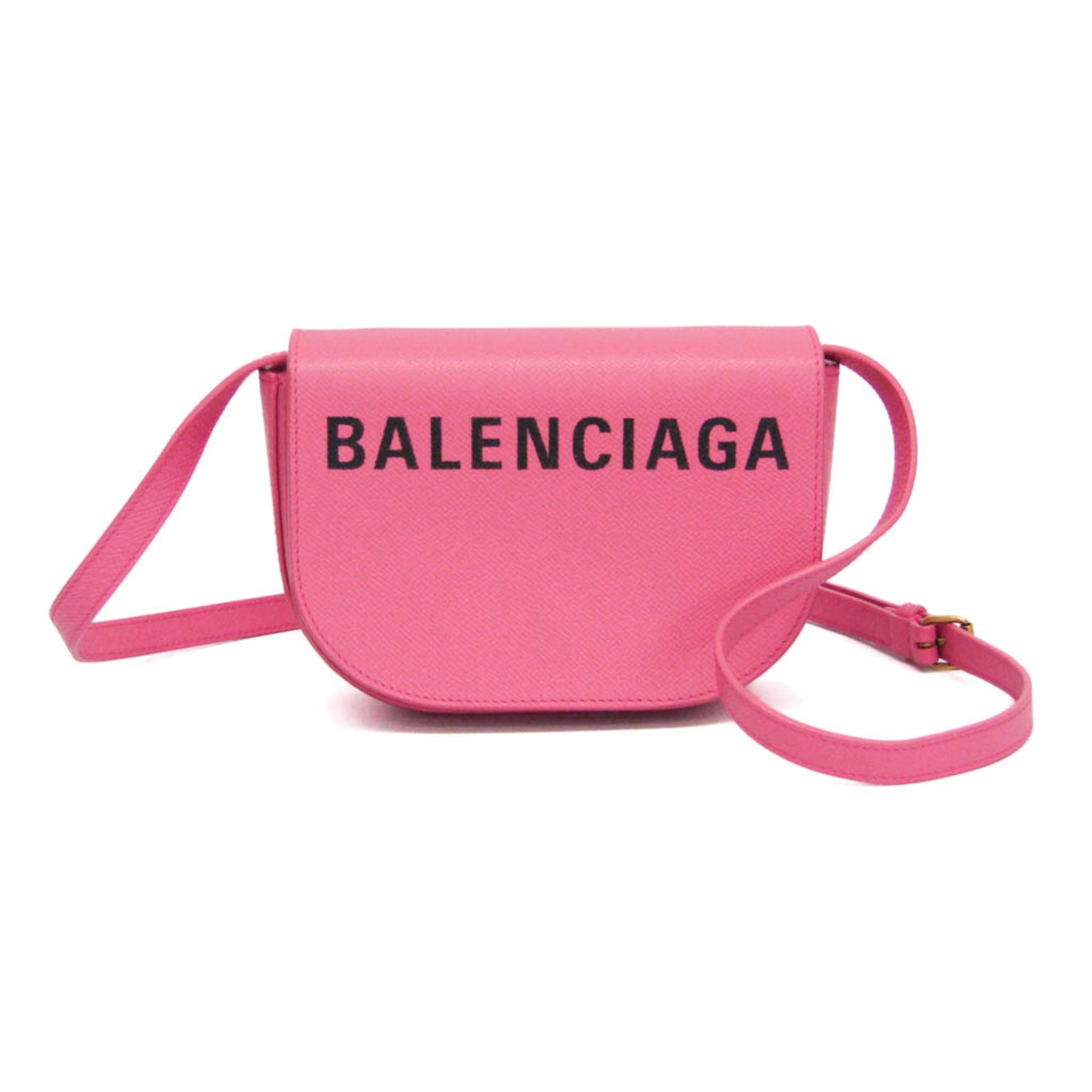 バレンシアガ(Balenciaga) ヴィル 550639 レディース なめし革 ショルダーバッグ サクラ色【中古】