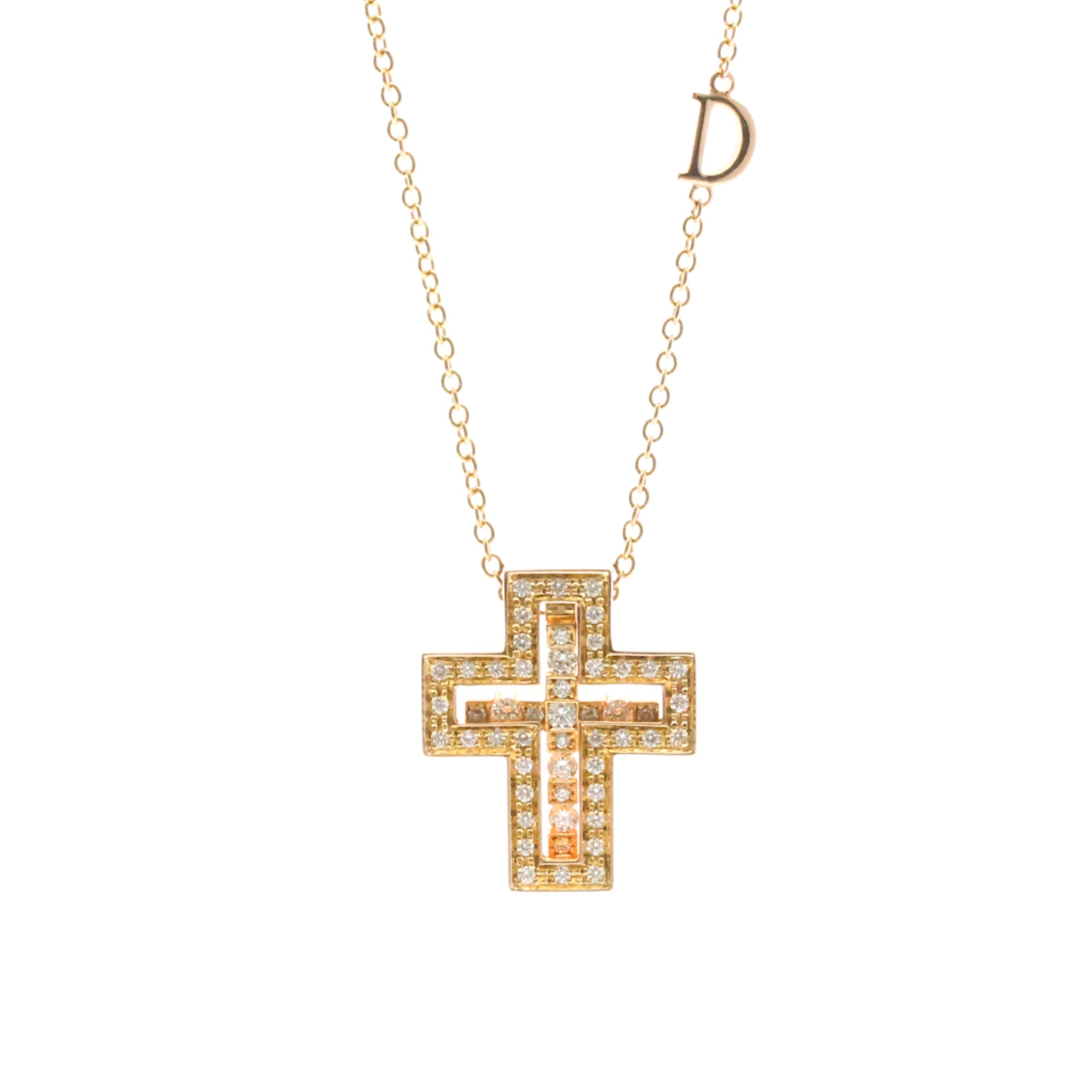 ダミアーニ(Damiani) K18ピンクゴールド(K18PG) ダイヤモンド メンズ,レディース ファッション ペンダントネックレス (ピンクゴールド(PG)) ベルエポック クロス ダイヤモンド ネックレス【中古】 199,901円