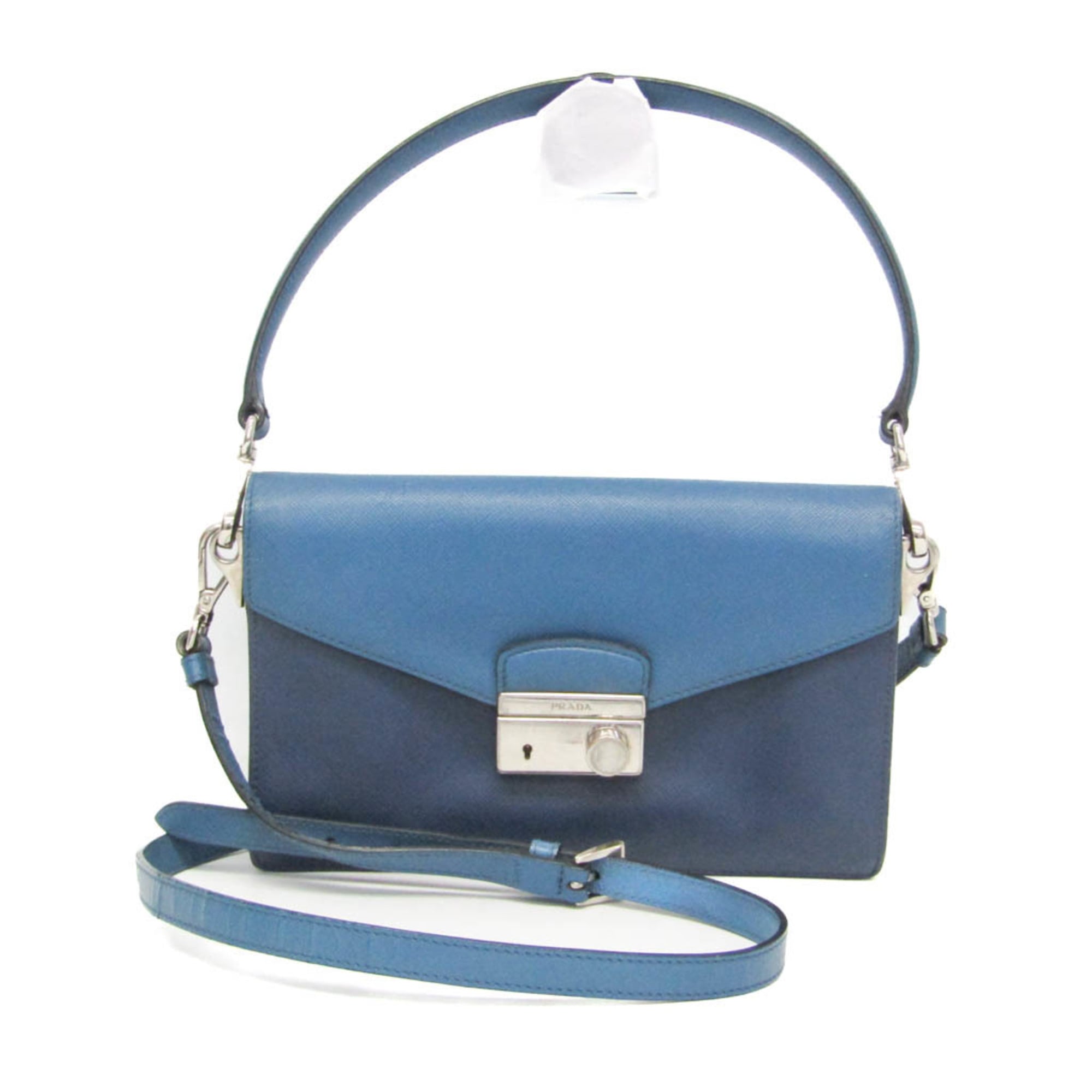 プラダ(Prada) サフィアーノ レディース レザー ショルダーバッグ ブルー,ネイビー【中古】