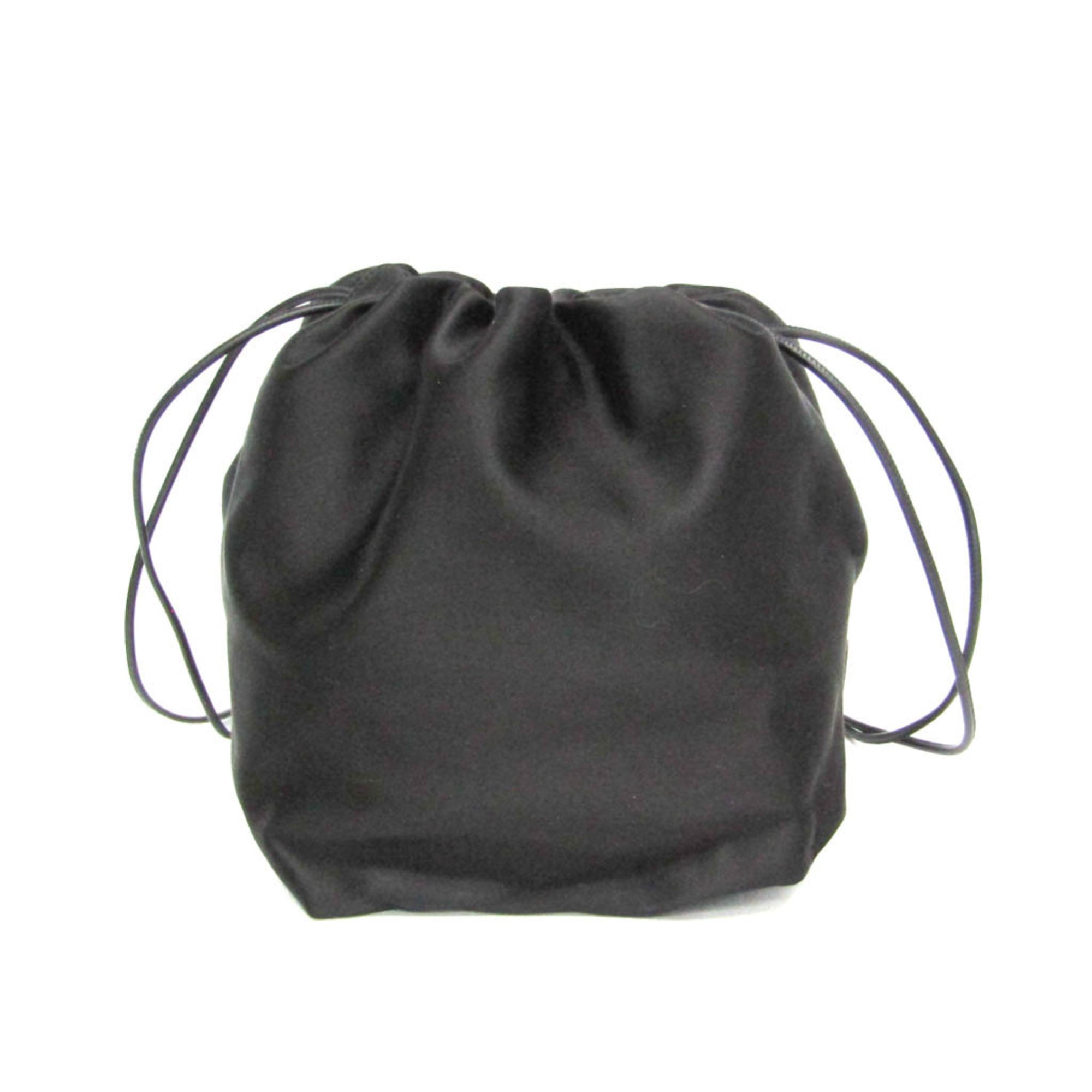 ジル・サンダー(Jil Sander) ドローストリングバッグ レディース レザー,サテン ショルダーバッグ ブラック【中古】