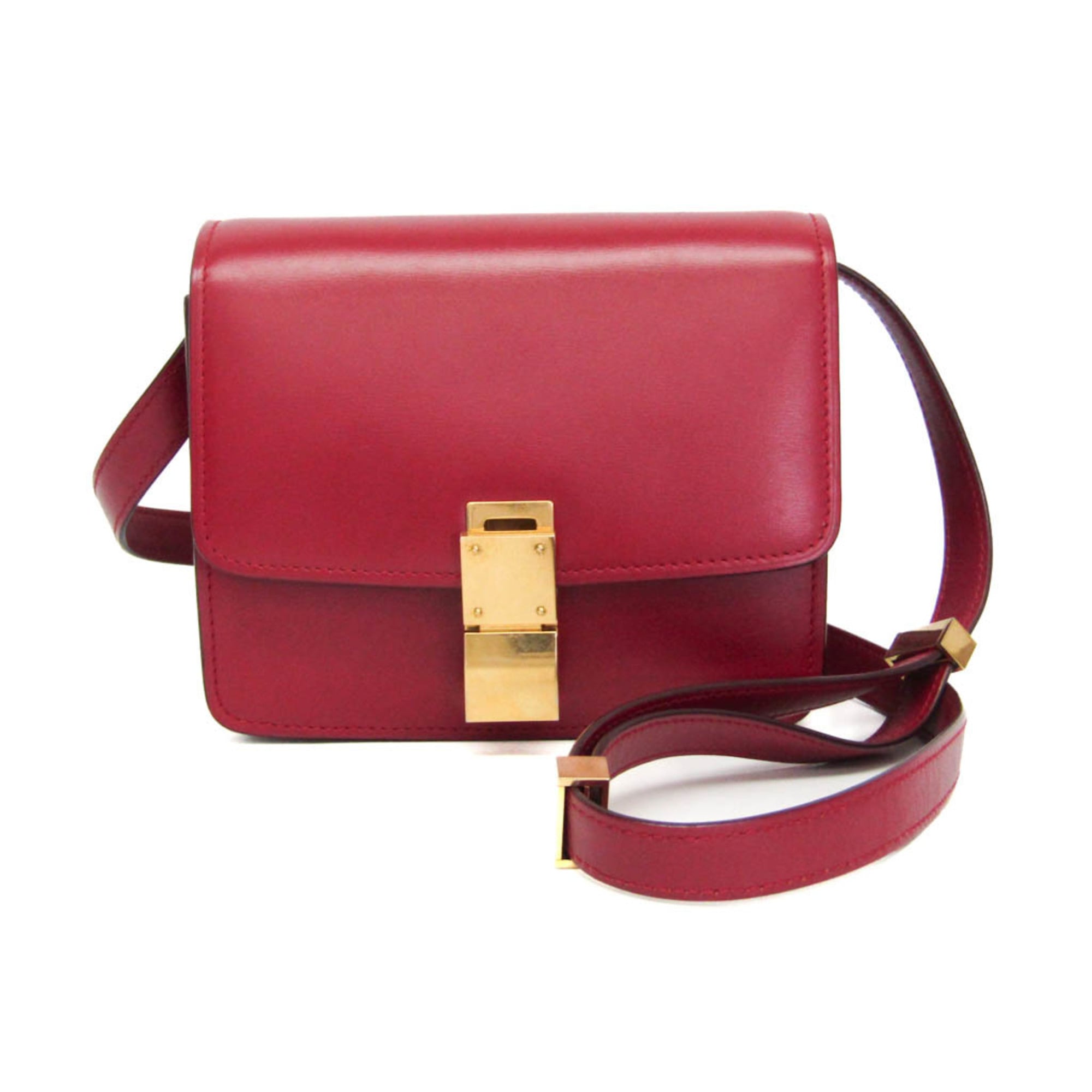 セリーヌ(Celine) 古典派音楽ボックス席 レディース なめし革 ショルダーバッグ 赤いこと【中古】