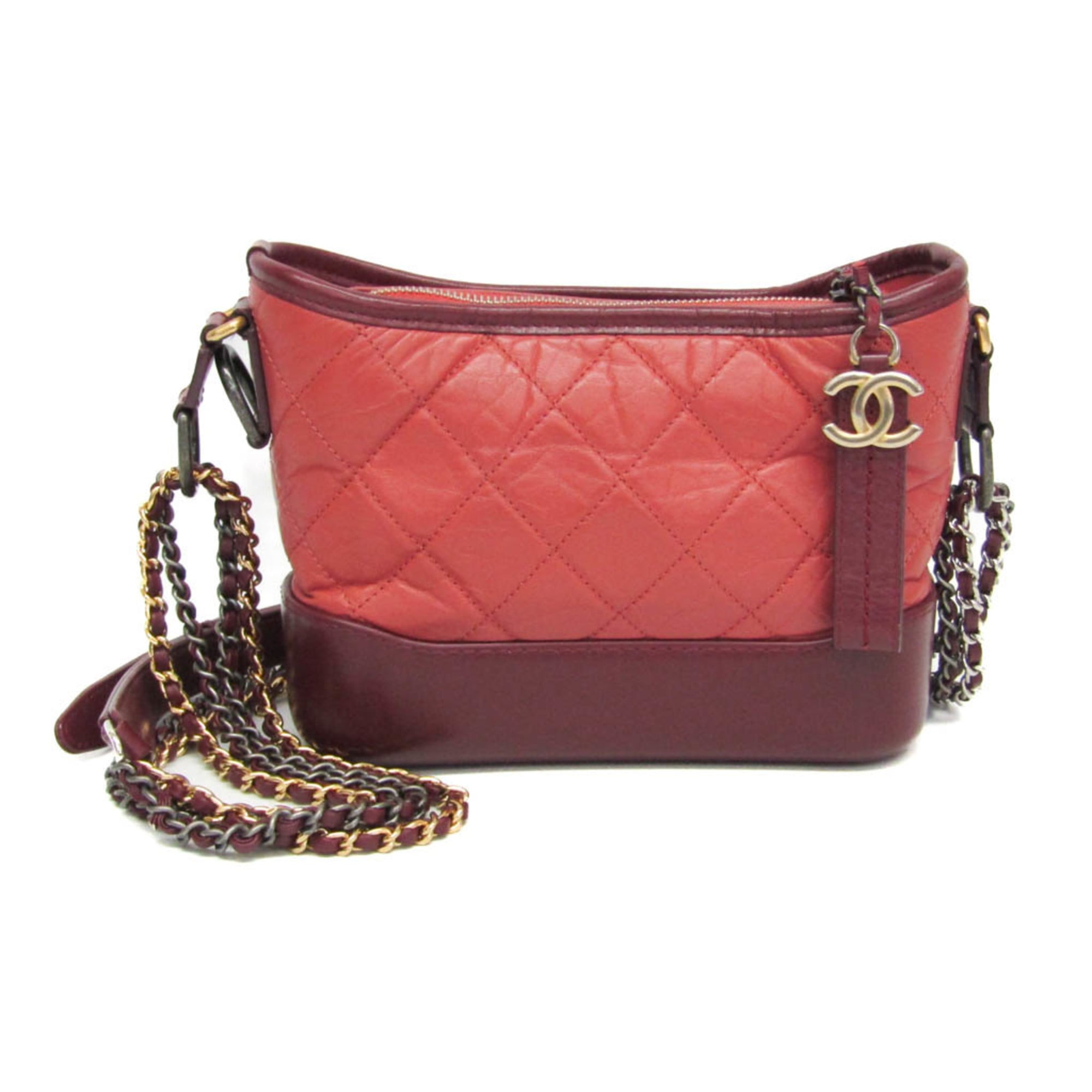 シャネル(Chanel) ガブリエル ドゥ シャネル スモール レディース レザー ショルダーバッグ ピンク,ワイン【中古】