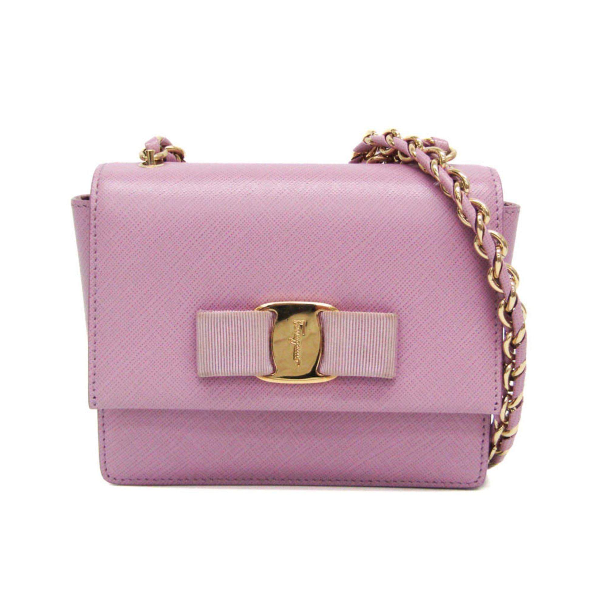 サルヴァトーレ・フェラガモ(Salvatore Ferragamo) ヴァラ ミニ チェーンショルダーバッグ AU-21 E479 レディース レザー ショルダーバッグ ライトパープル【中古】