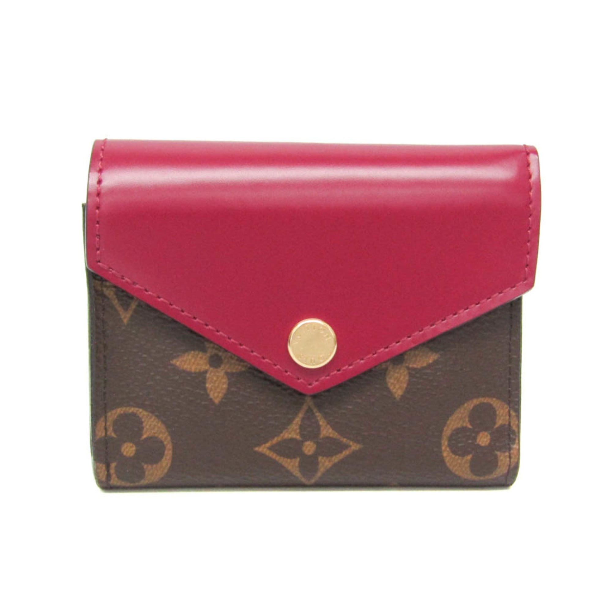 ルイ・ヴィトン(Louis Vuitton) モノグラム ポルトフォイユ･ゾエ M62932 レディース モノグラム,なめし革 紙入れ（三つ折り） 赤銅色,フューシャ【中古】