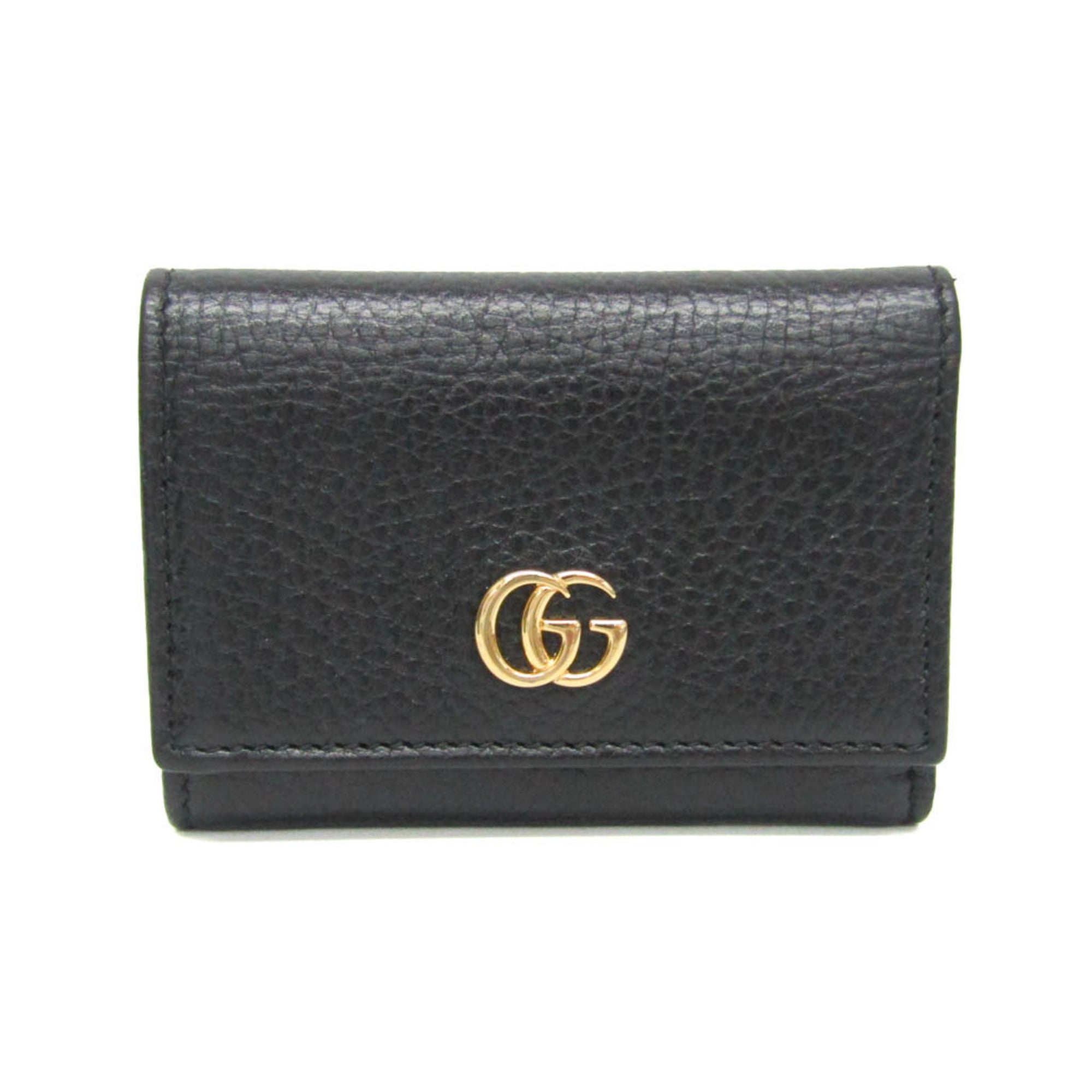 グッチ(Gucci) PETITE MARMONT 644407 レディース なめし革 紙入れ（三つ折り） 黒いこと【中古】
