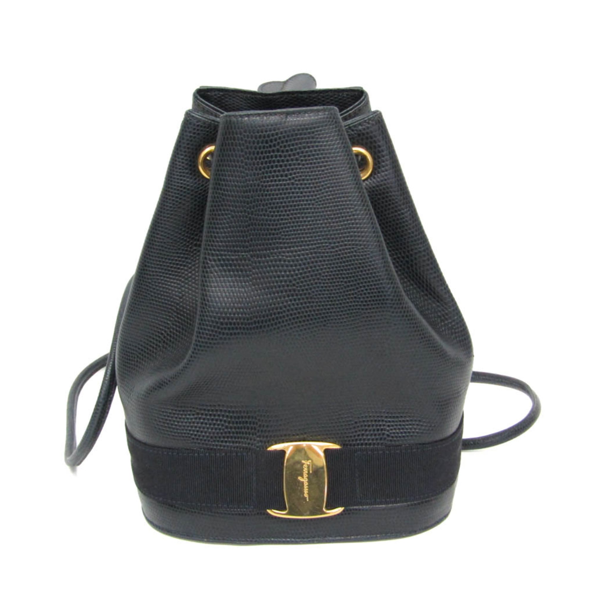 サルヴァトーレ・フェラガモ(Salvatore Ferragamo) ヴァラ AQ-215676 レディース レザー リュックサック ネイビー【中古】